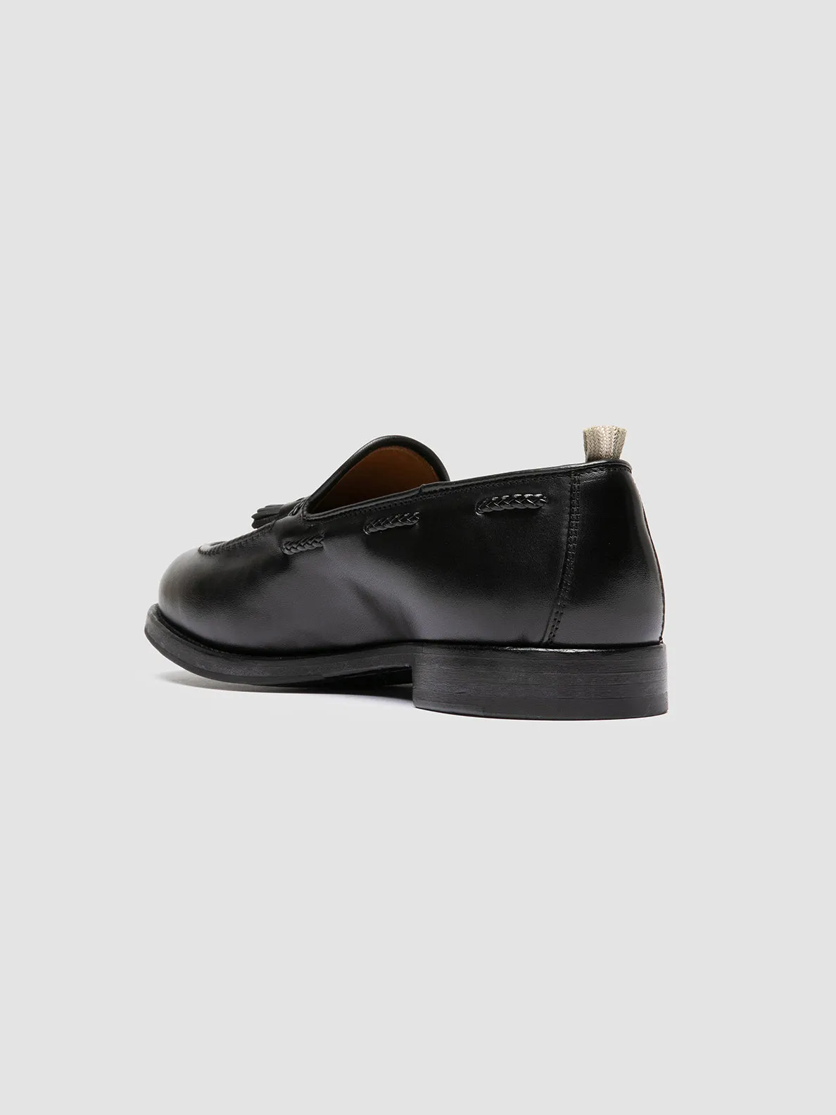 Sturdy Outsole IVIES 002 - Black Leather Tassel Loafers