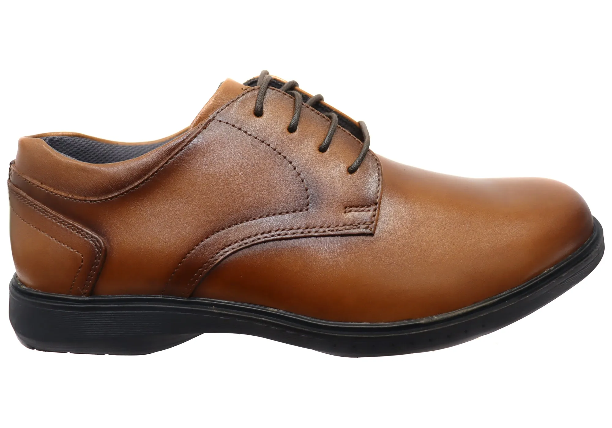 Nunn Bush By Florsheim Mens Kore Pro Plain EE Extra Wide Leather Shoes Refined Detail Flexible Daywear