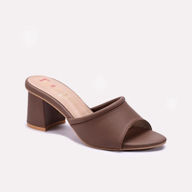 Mule Style Comfort arch Brown Block Heel Casual Slippers 0413391