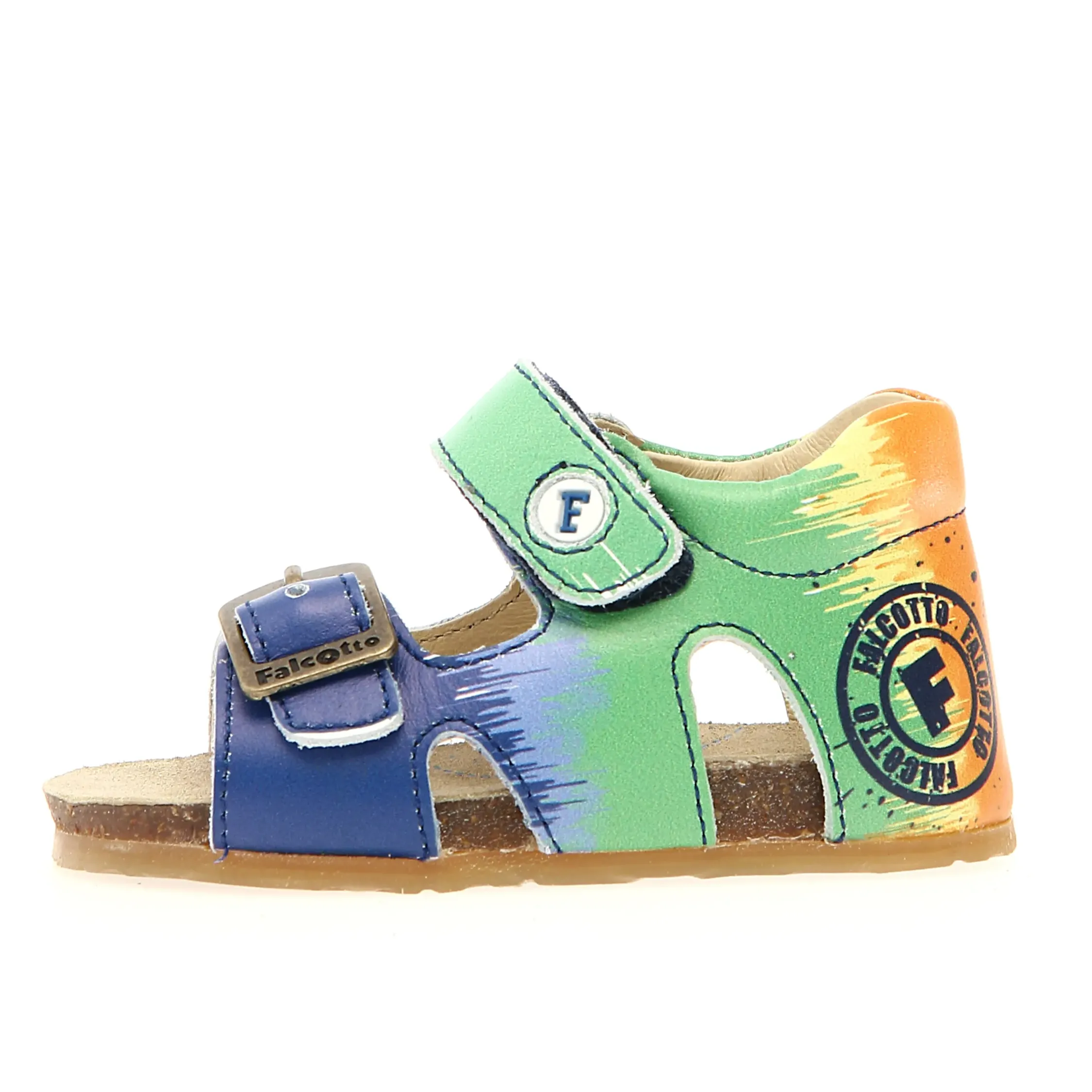 Falcotto Boy's Benar Sandals - Azure / Multi Vacation Trip Chic Casual Shoes for Travel