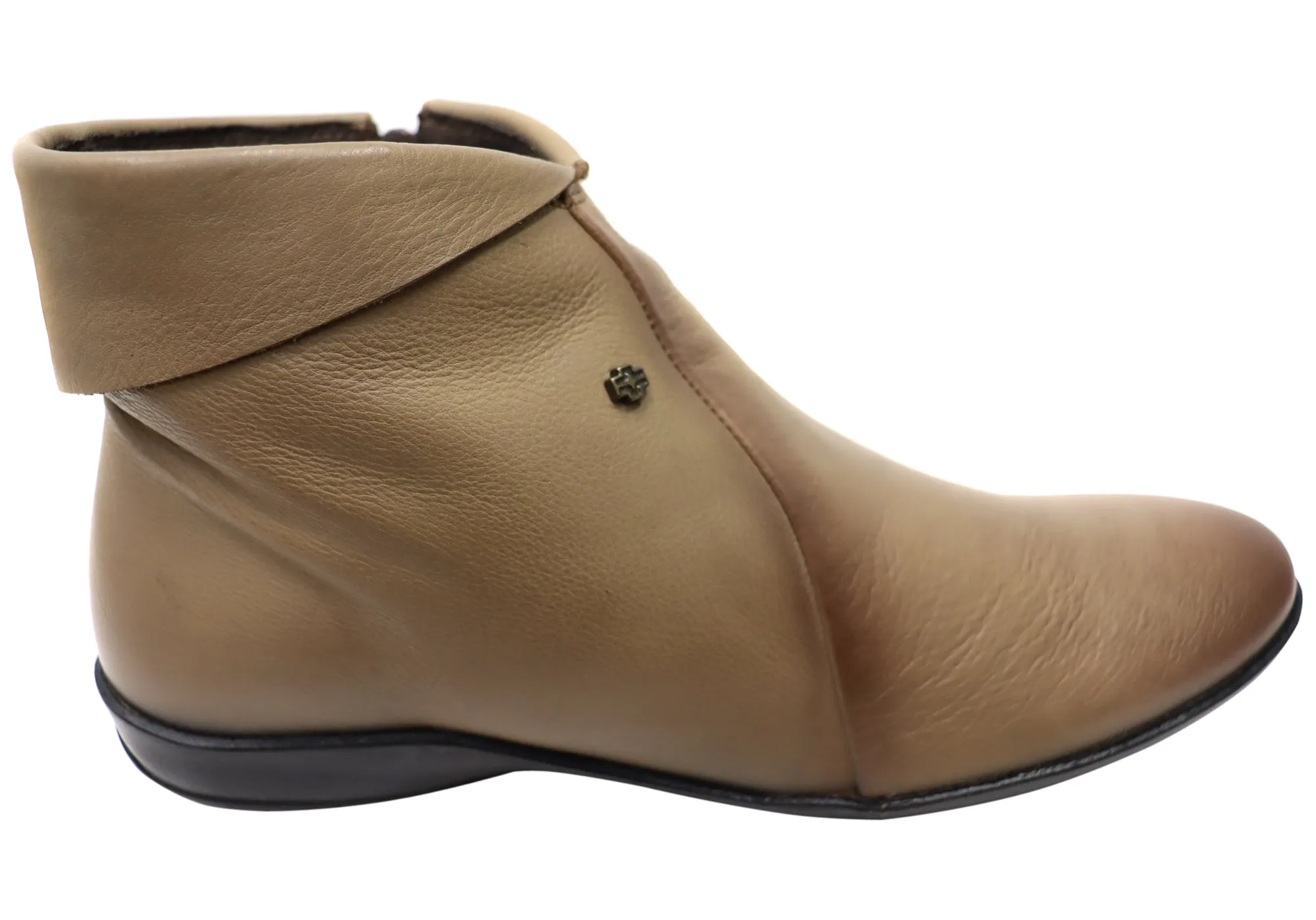 Perlatto Lotty Womens Comfortable Leather Ankle Boots Made In Brazil Wedge Sole