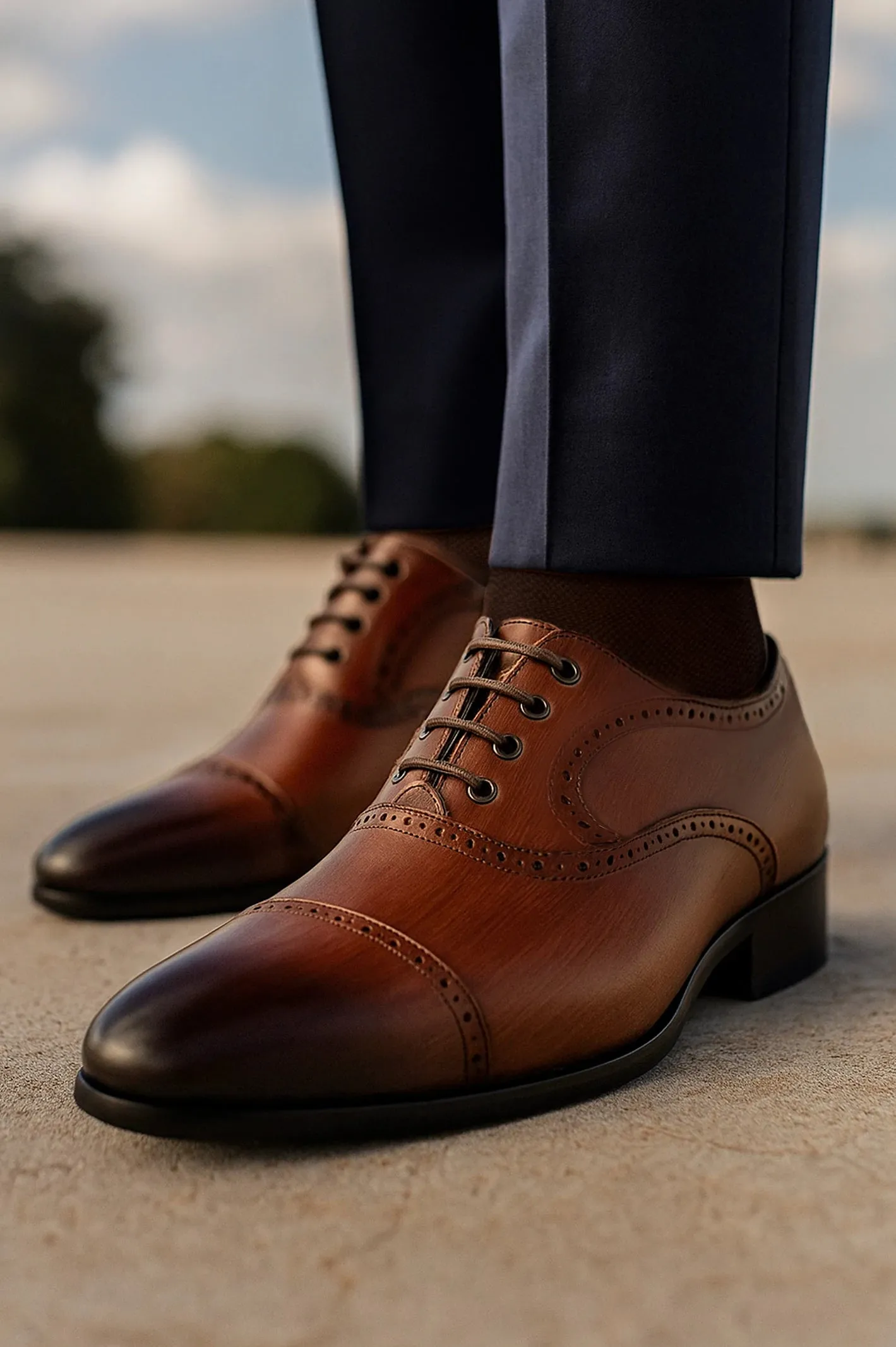 Coffee Men Formal Derby Lace Shoes Color Pop Sleek Vibe