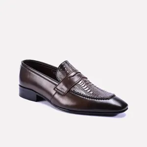 Brushed Finish Langston Brown Slip On Formal Shoes 0111255