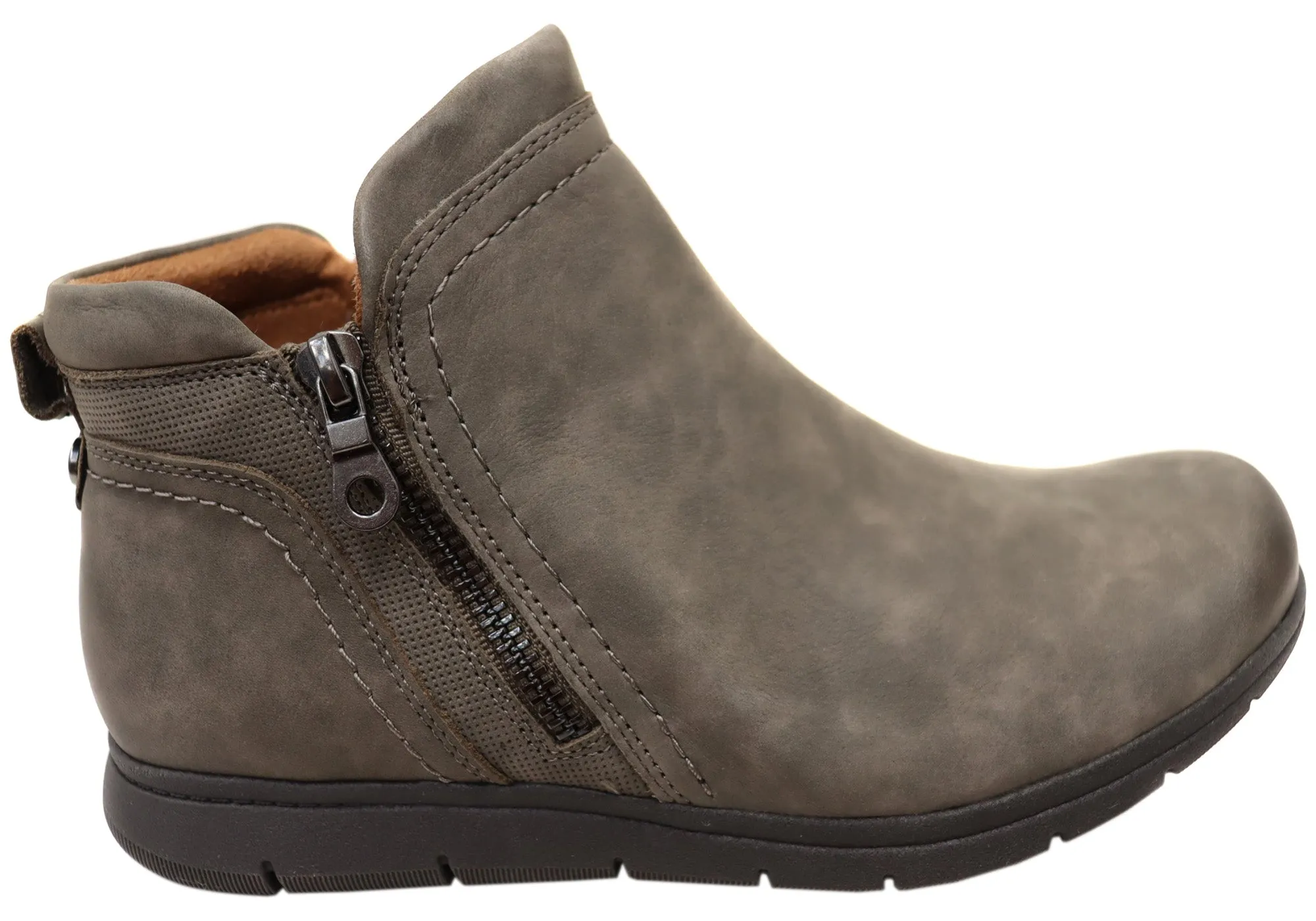 Cobb Hill Lidia Zip Boot Comfortable Leather Ankle Boots Thick Lining Stable Support Rough Trail Hiker