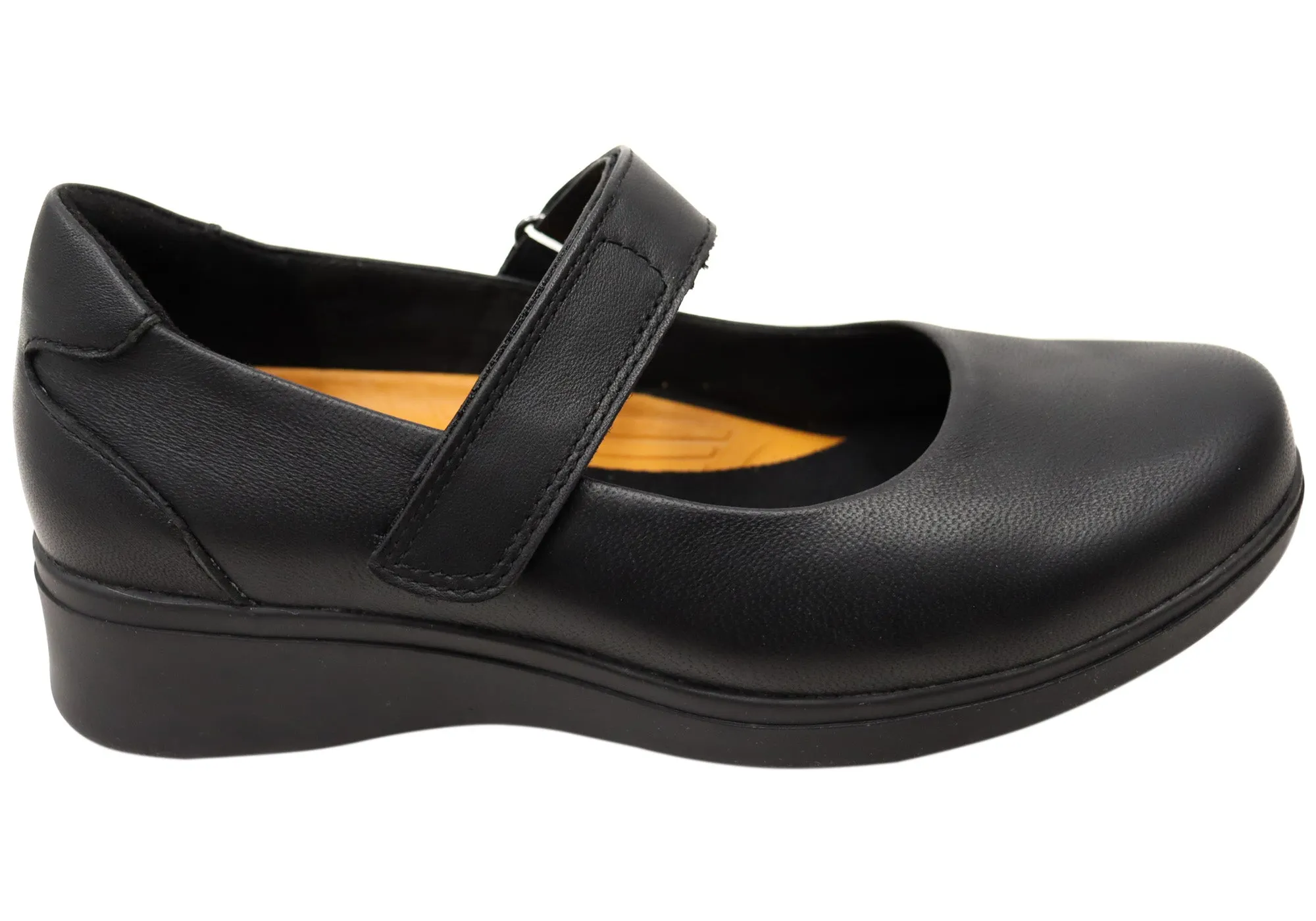 Hush Puppies The One Bar Womens Leather Comfortable Mary Jane Shoes Fashionable Ventilated Mesh Cold Weather