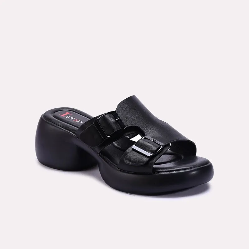 Black Comfy Chunky Casual Slippers 0413243 Arch Support Health Focused Soft Neutral