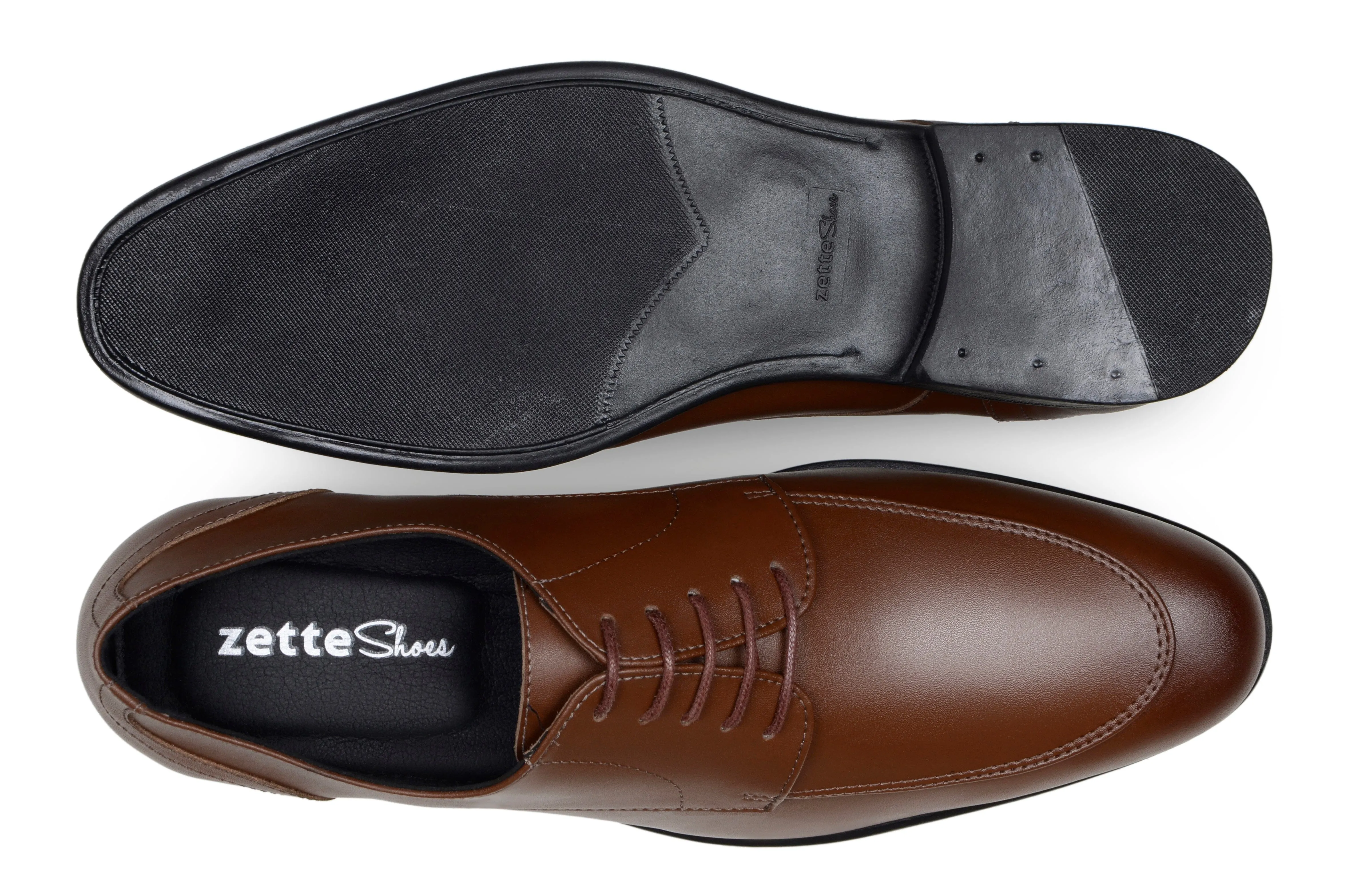 Look Ready 'Adrian' men's classic oxford in vegan leather by Zette Shoes - cognac