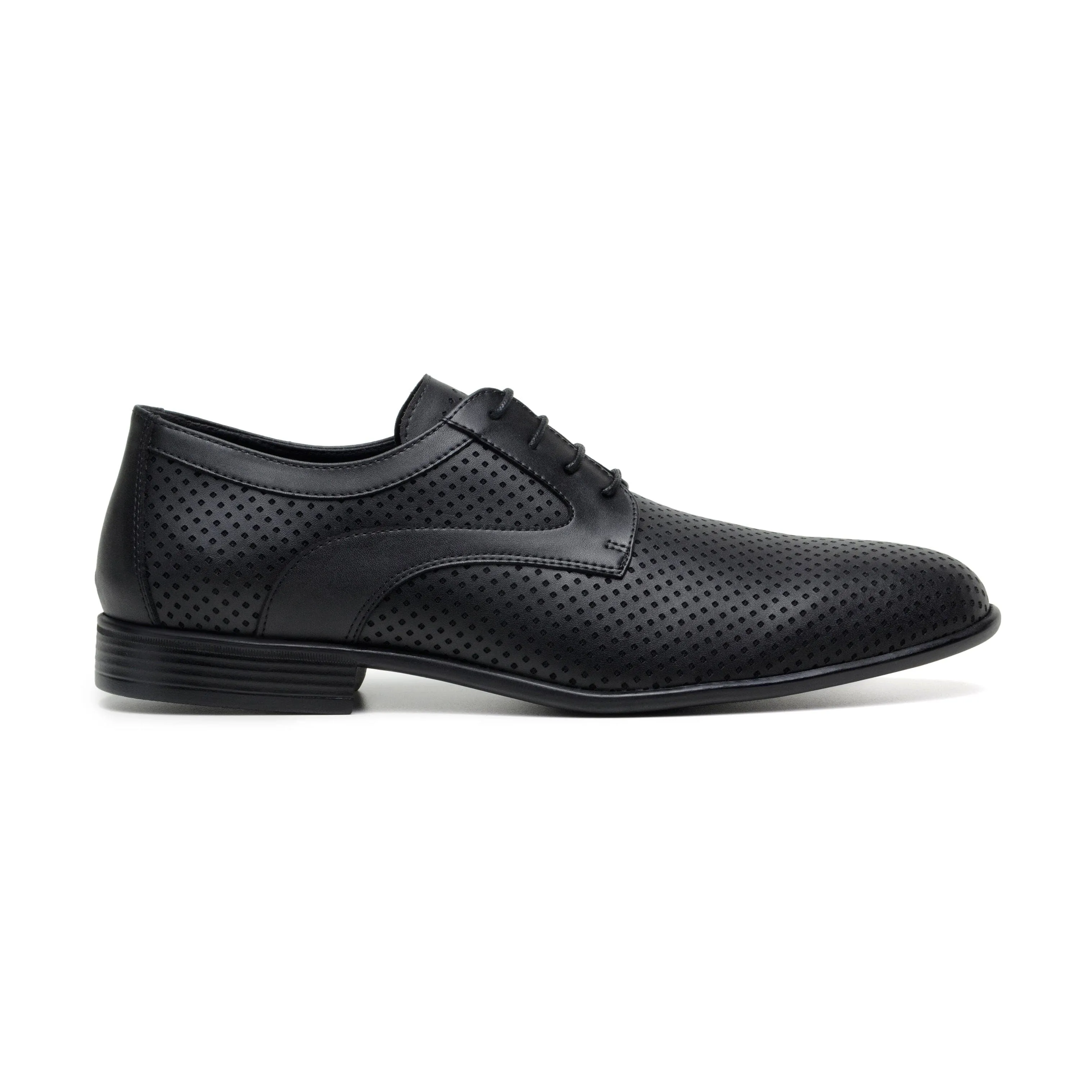 'Joshua' Men's vegan-leather Derby shoe by Zette Shoes - black Wide fit Curve Hug