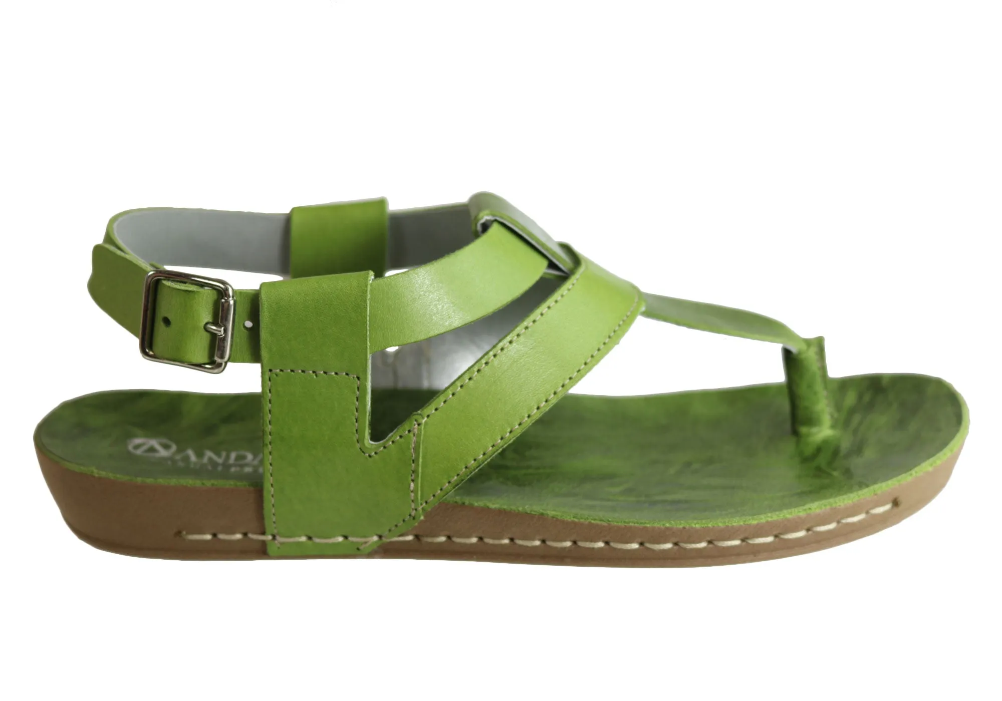 Andacco Yory Womens Comfort Flat Leather Sandals Made In Brazil Weekend Plans