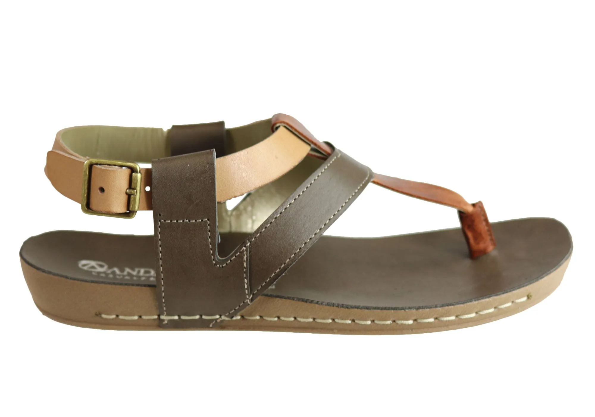 Ombre Fade Sun Kissed Andacco Yory Womens Comfort Flat Leather Sandals Made In Brazil