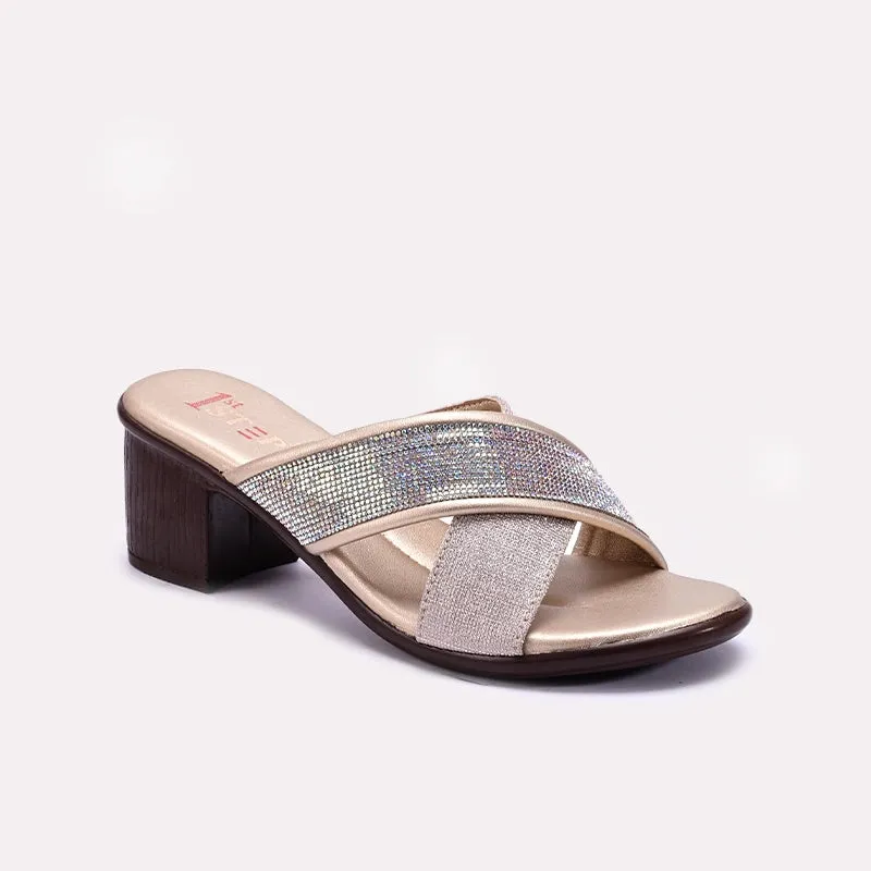 Gold Block Heel Casual Slippers 0413136 Quick Step-On
