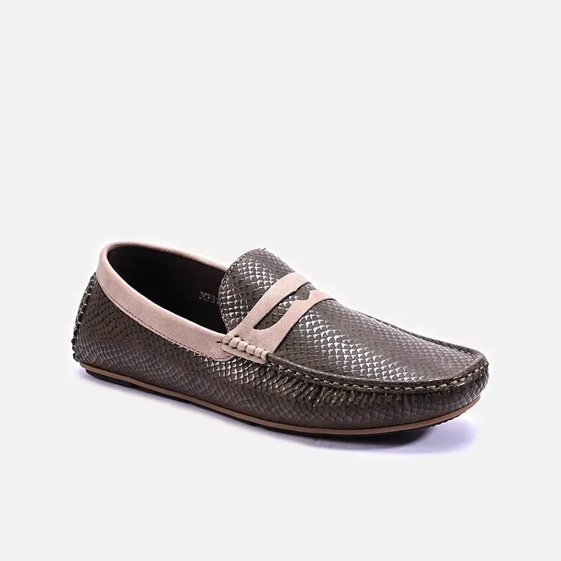 Bright Jog Brown Dual Ton Textured Loafers 0130938