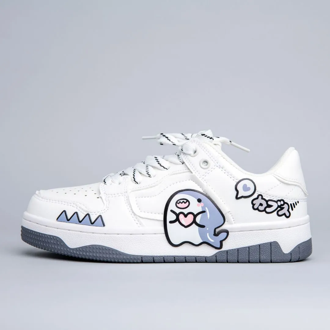 Shine Tone Ultra Chubby Kabbu Sharku Casual White Sneakers - Women's