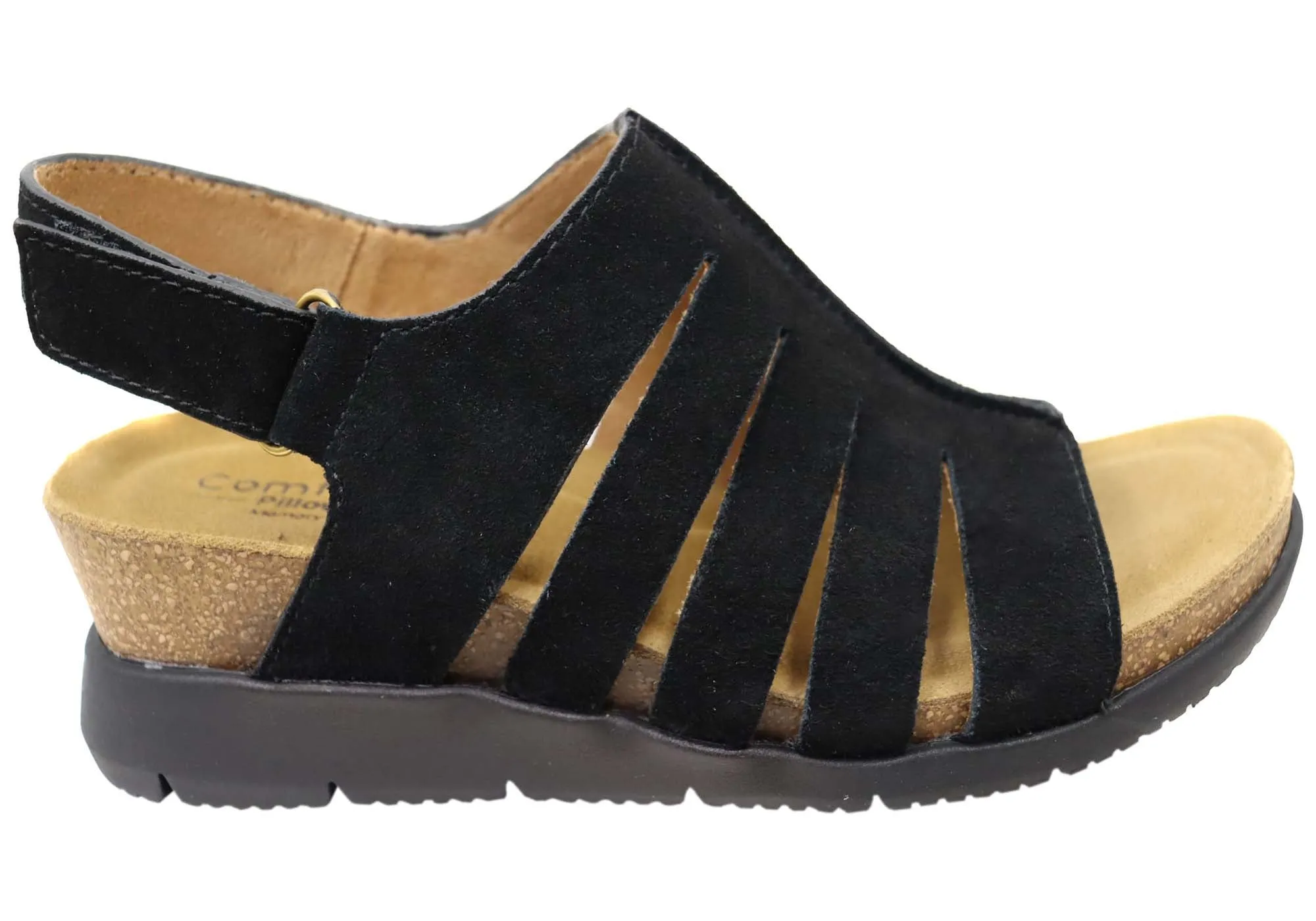 Comfortiva Scottie Womens Comfort Footbed Wide Fit Leather Sandals Eva Midsole Orthopedic Support