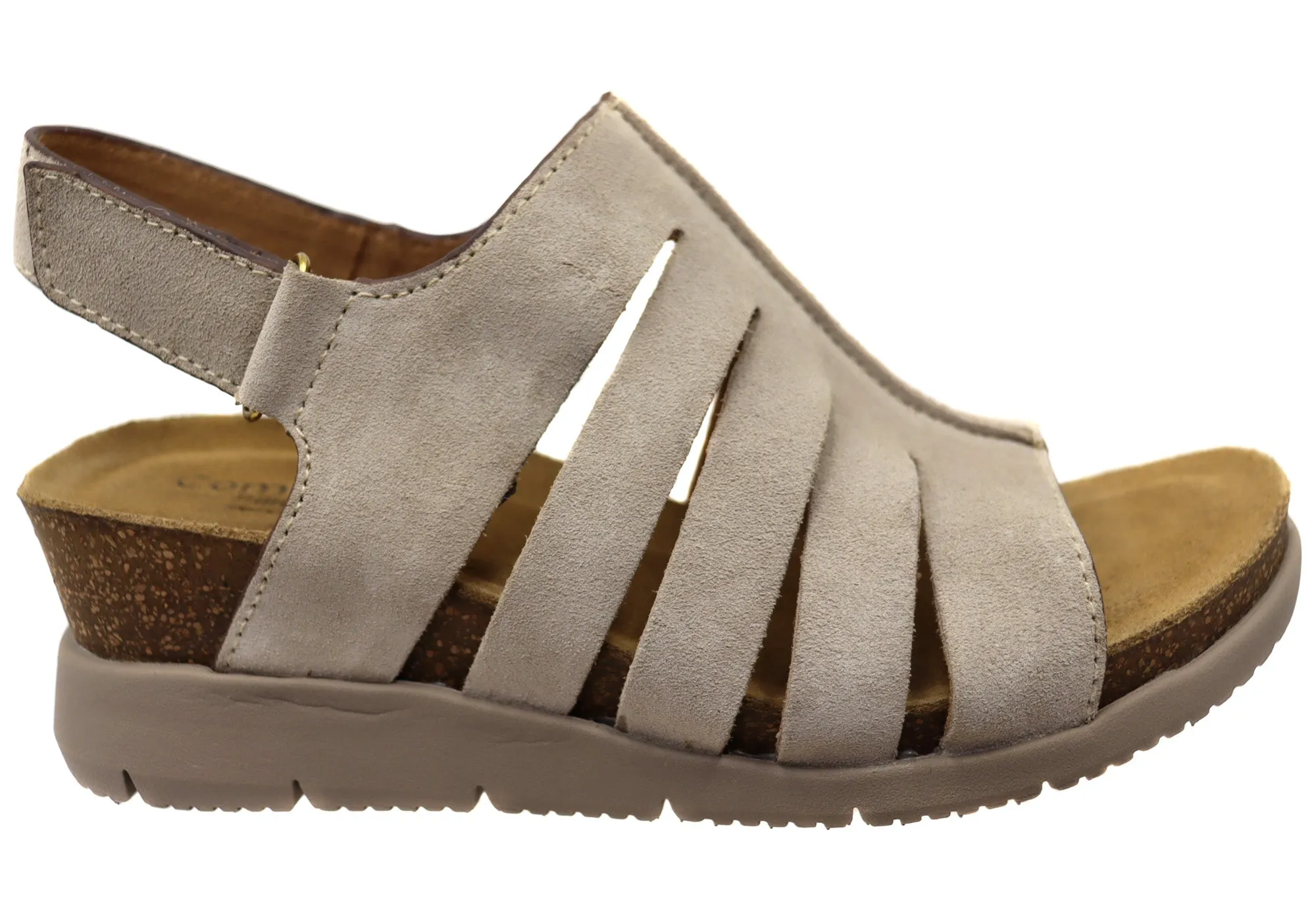 Breathable Sole Walk Control Comfortiva Scottie Womens Comfort Footbed Wide Fit Leather Sandals