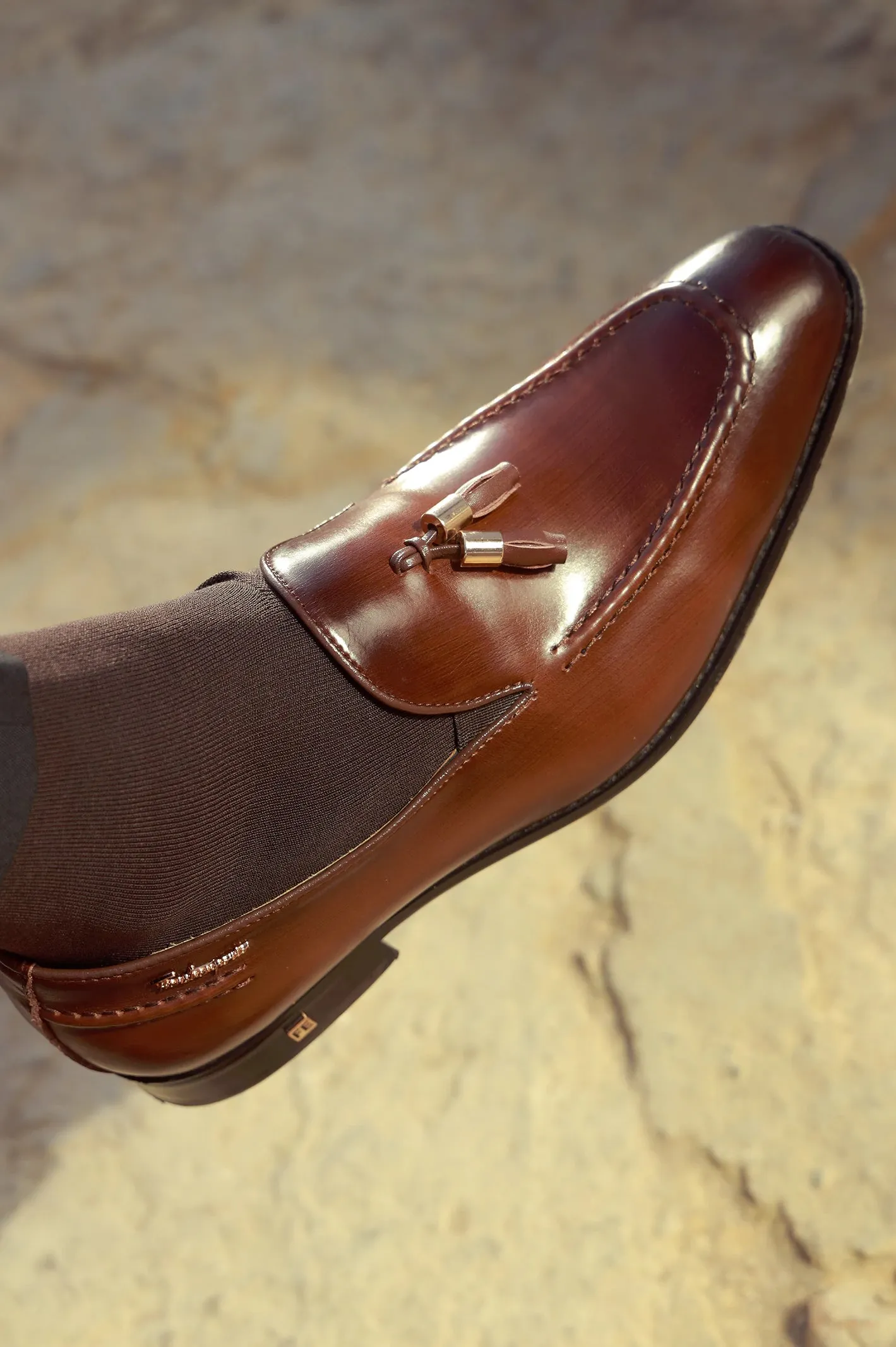 Brown Formal Moccassins Shoes Gloss Finish