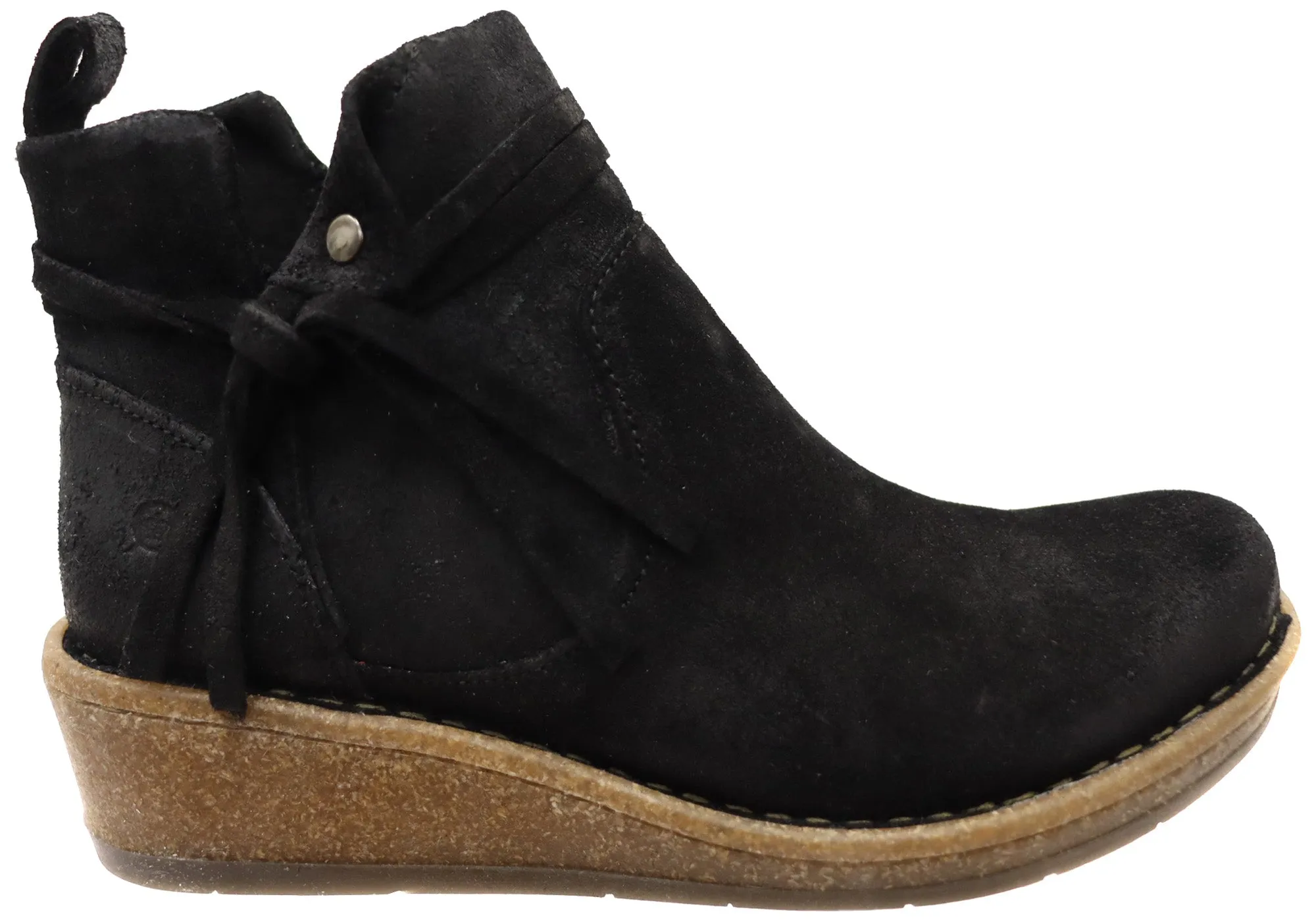 RubberOutsole Born Vaughn Womens Comfortable Suede Leather Wedge Ankle Boots