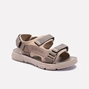 Khaki Velcro Strap Sandals 0141182 Minimal Feel Fashion Edge