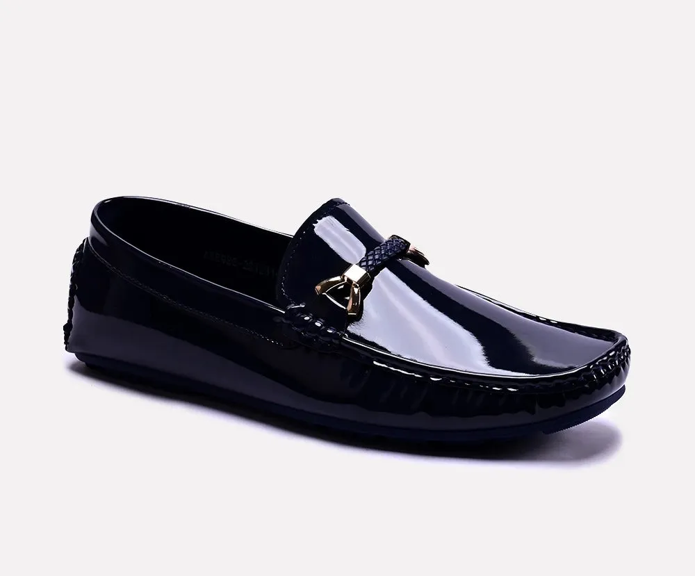 Larry Blue Glossy Loafers 0130794 Mid Top Design Fit Daily