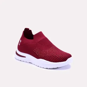 Ethelinda Maroon Slip On Sneakers 0440736 Adjustable Fit Wide Fit Option