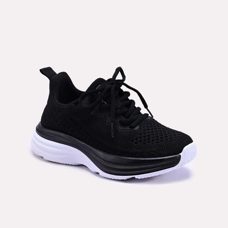 Contoured Sole Layered Design Mariselle Black Sneakers 0440762