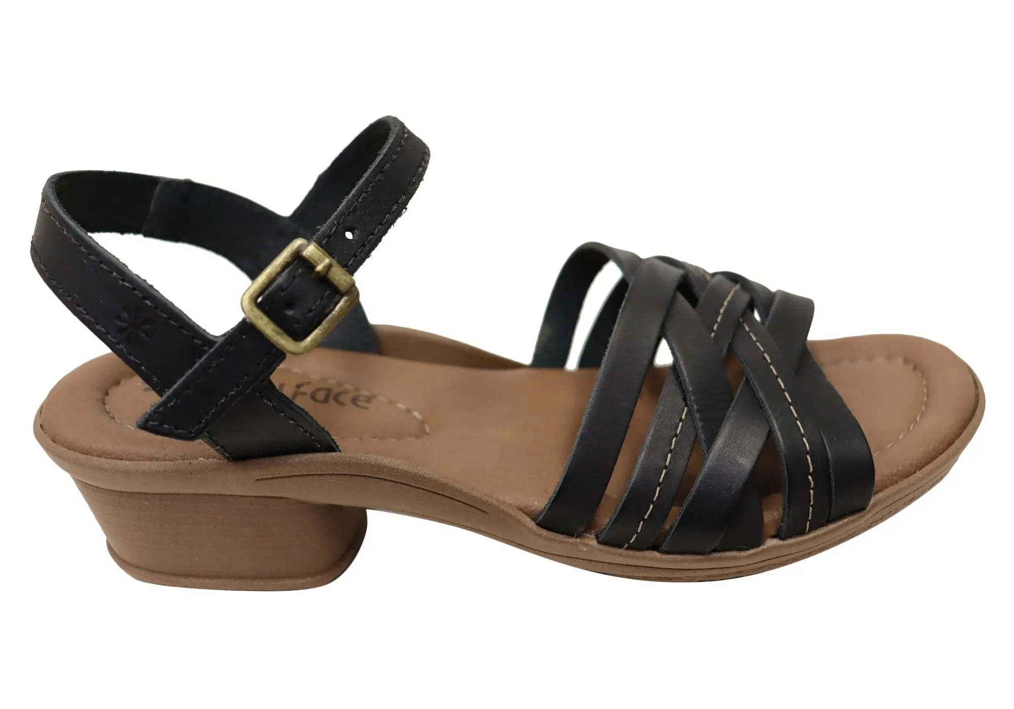New Face Arla Womens Brazilian Comfortable Leather Low Heel Sandals Laidback Look