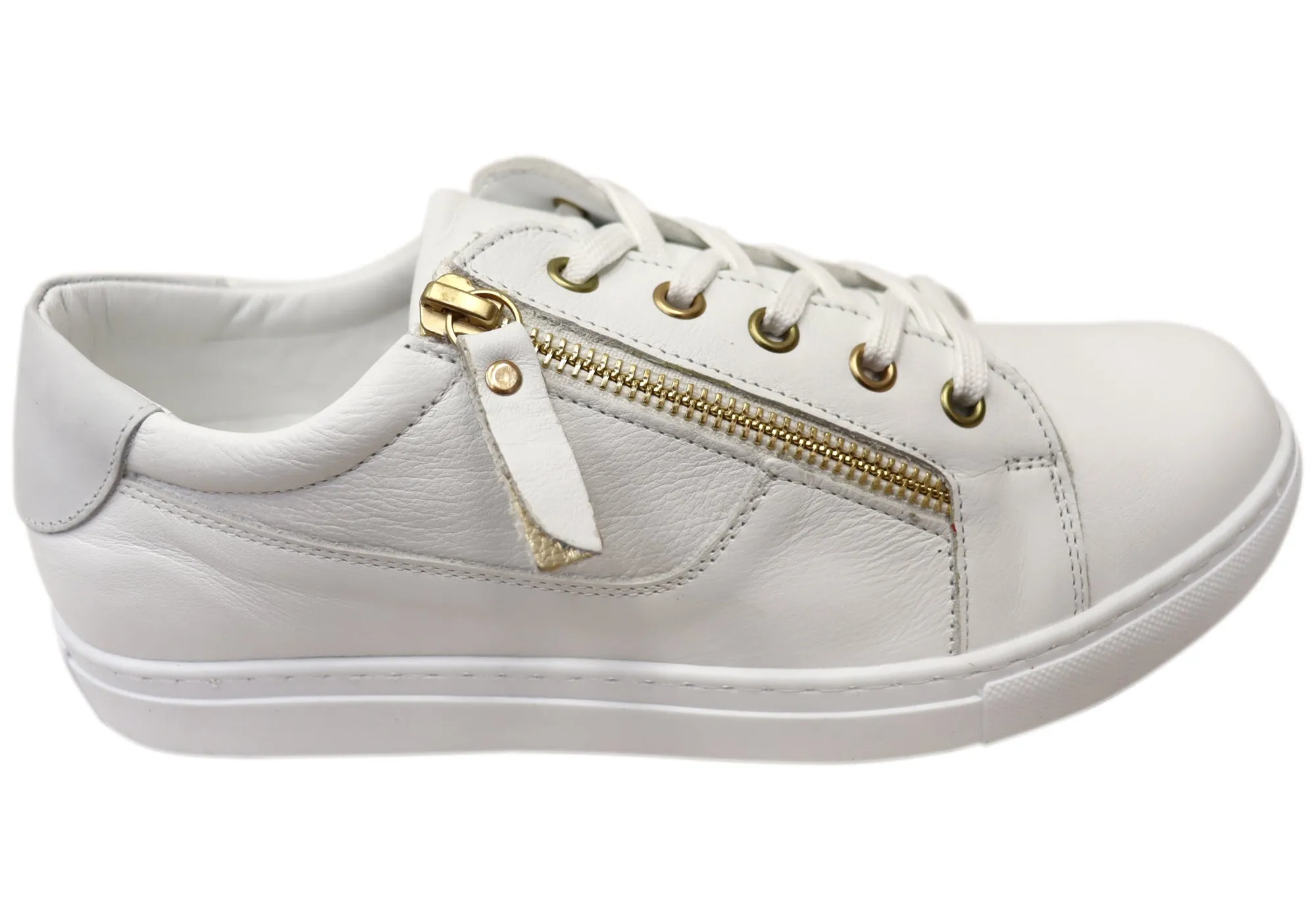 Cabello Comfort EG520 Womens Leather European Casual Shoes Gold Tone