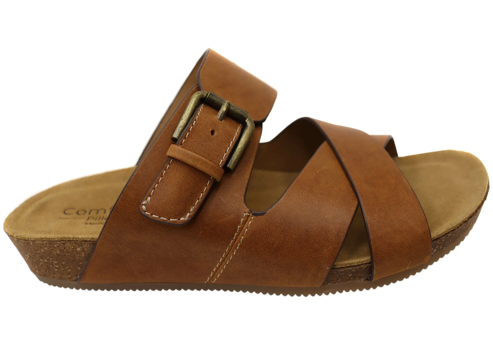 All-Day Use Comfortiva Gervaise Womens Comfort Footbed Wide Fit Leather Sandals