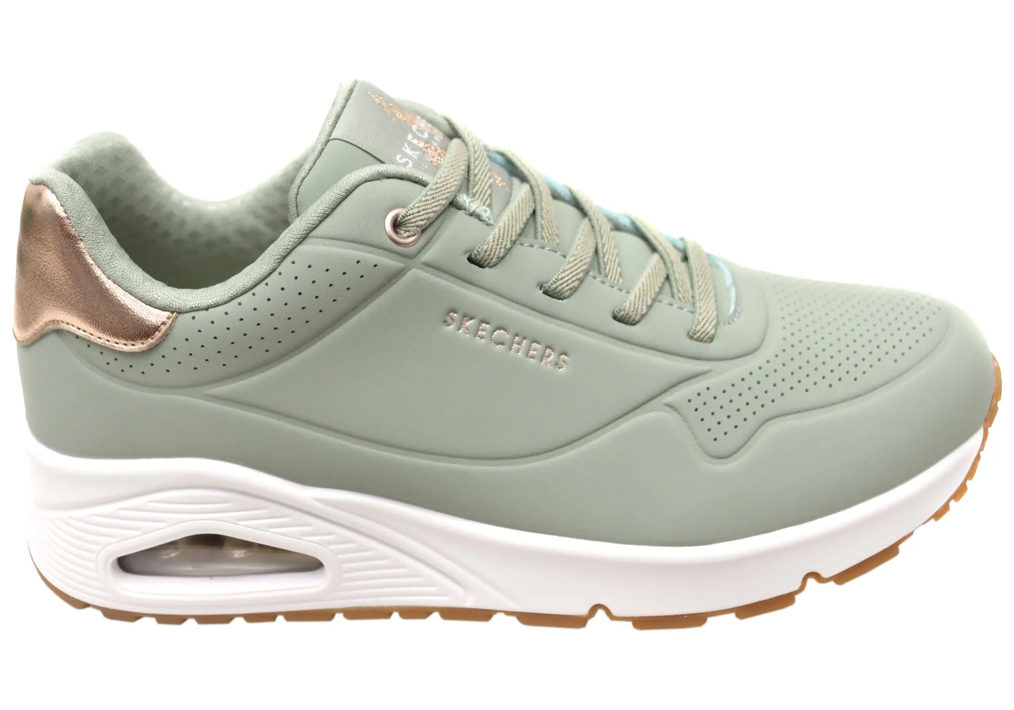 Skechers Womens Uno Shimmer Away Memory Foam Shoes Meta Move