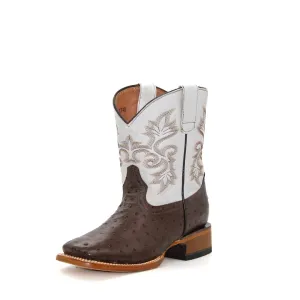 Tanner Mark Chocolate Ostrich Print Children's Boot Low Profile All Day Worker