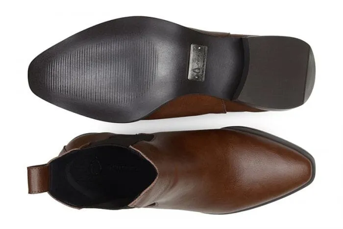 Mud Resistant Functional Minimalist Wide Range 'Marcela II?? Women's Vegan Chelsea Boot by Ahimsa - Cognac