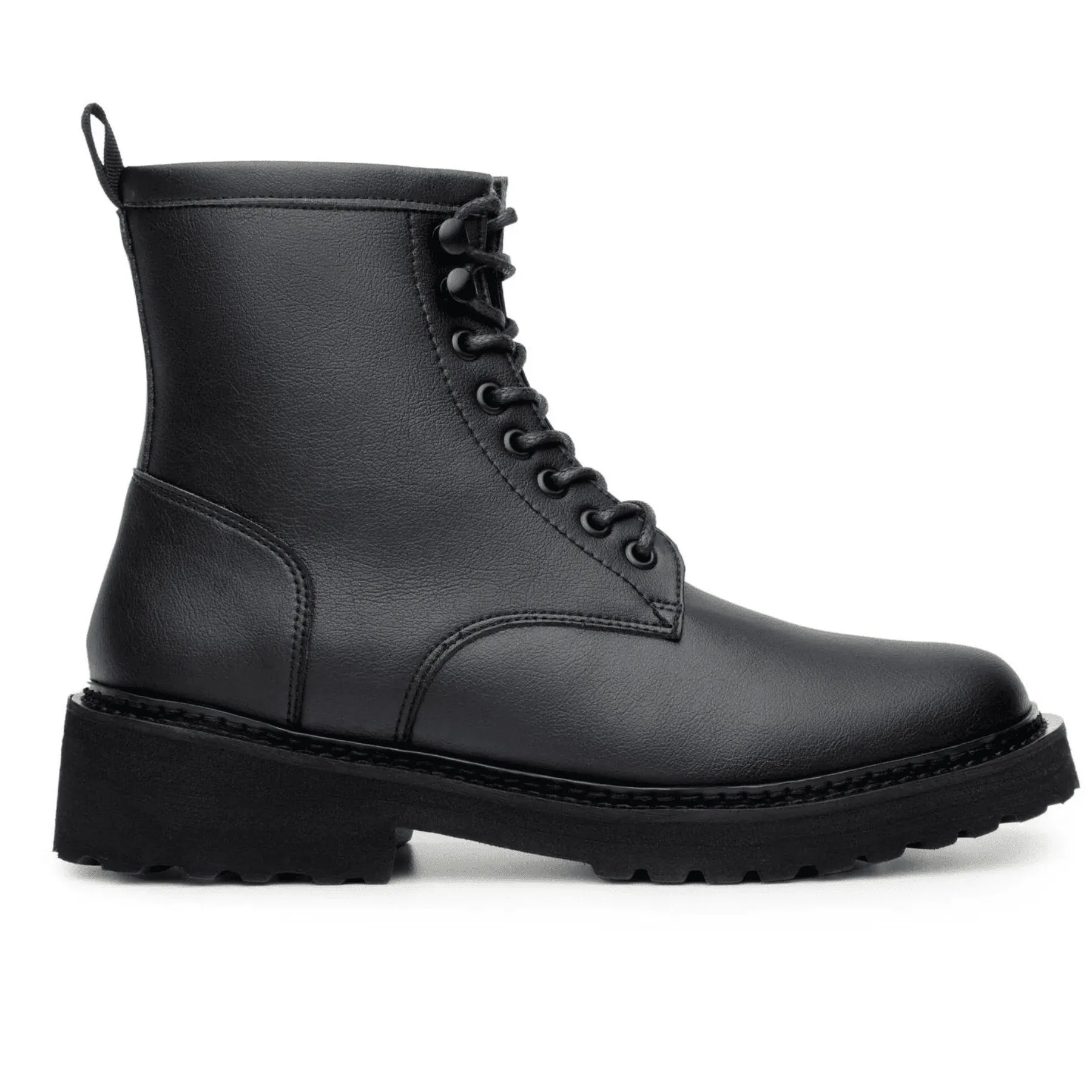 'Everyday Work Boot' unisex vegan lace-up boot with chunky sole by Ahimsa - black Comfort Oriented Washable
