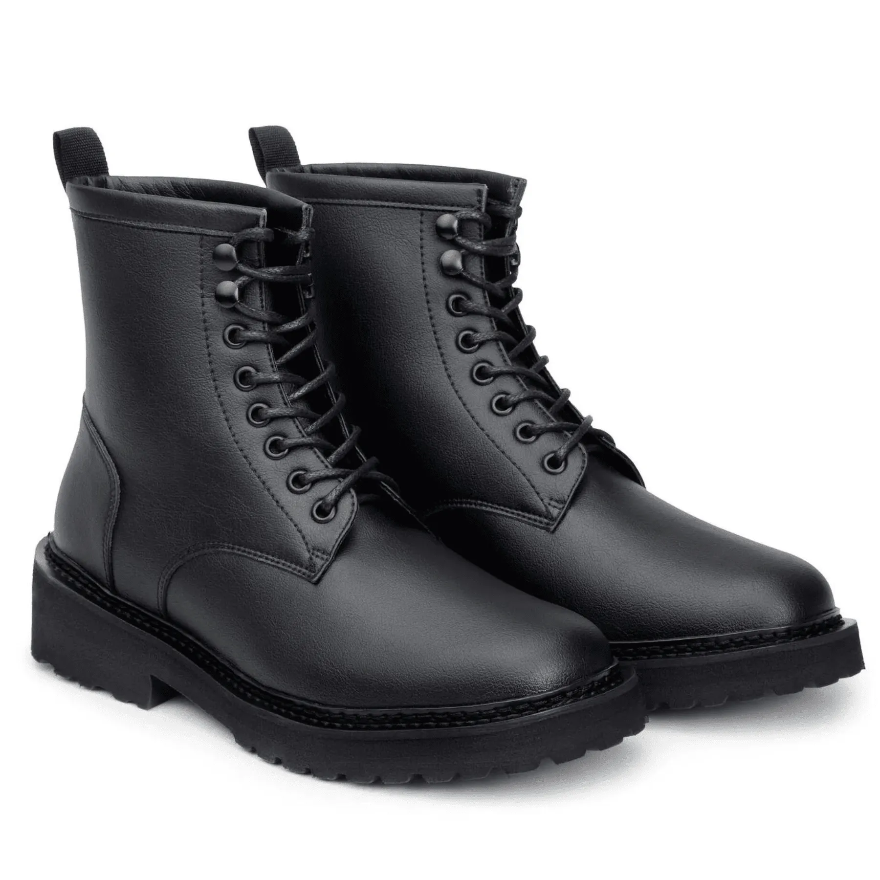 'Everyday Work Boot' unisex vegan lace-up boot with chunky sole by Ahimsa - black Hiking Comfort Slip Resistant Outsole