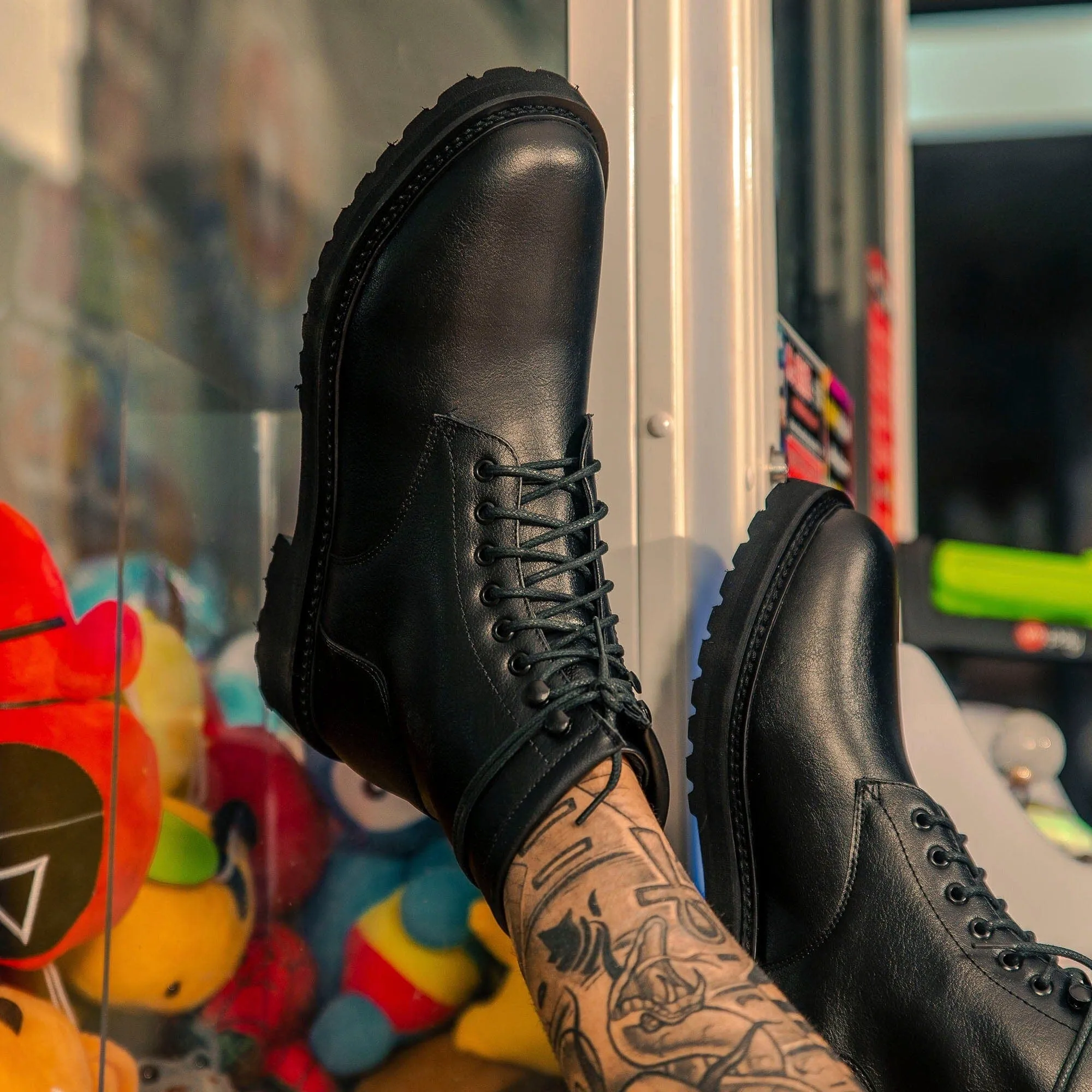 'Everyday Work Boot' unisex vegan lace-up boot with chunky sole by Ahimsa - black Thermal Core Weekend Camping Shock Absorbing Mountain Climber