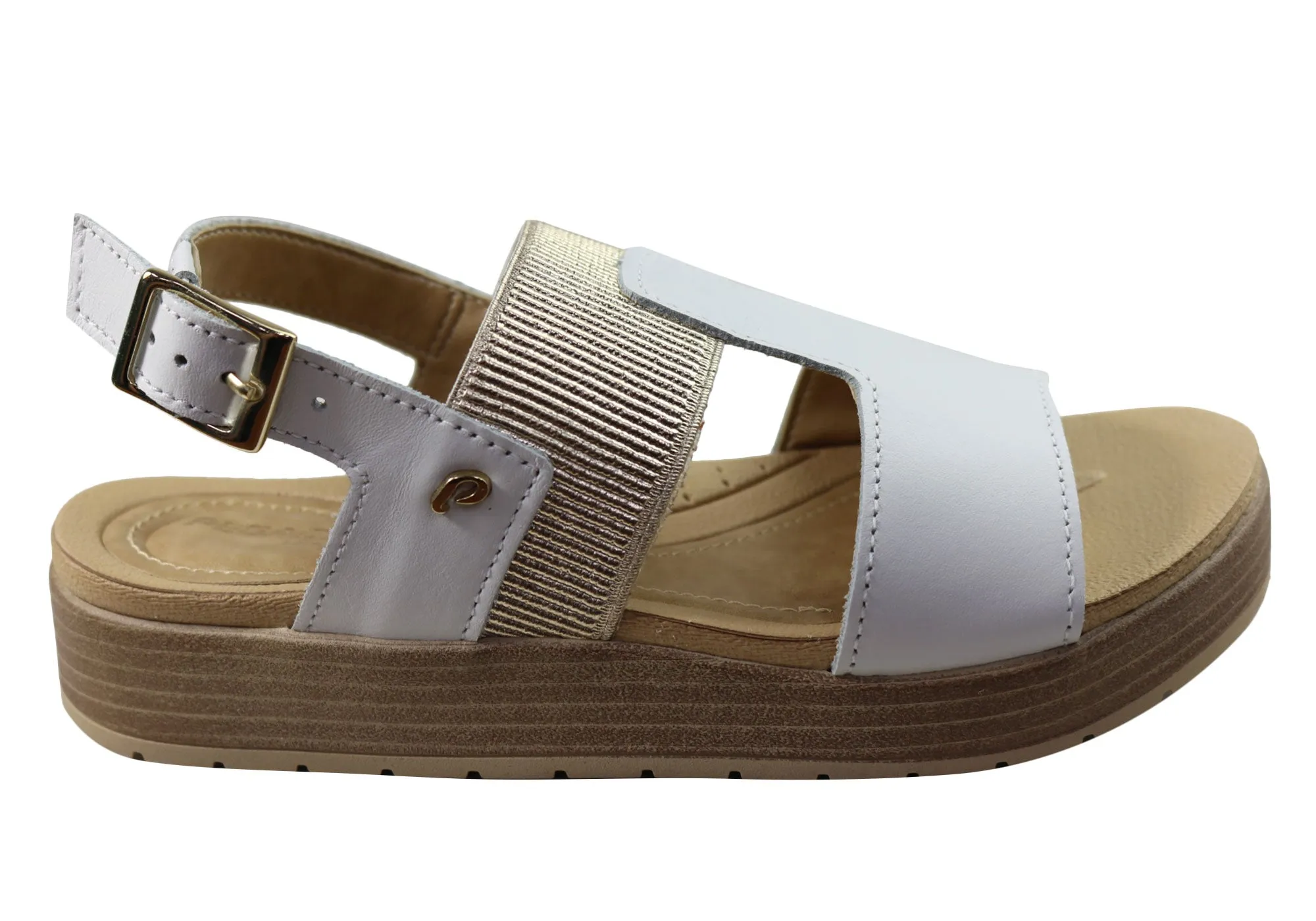 Pegada Hume Womens Comfortable Leather Sandals Made In Brazil Floral Joy