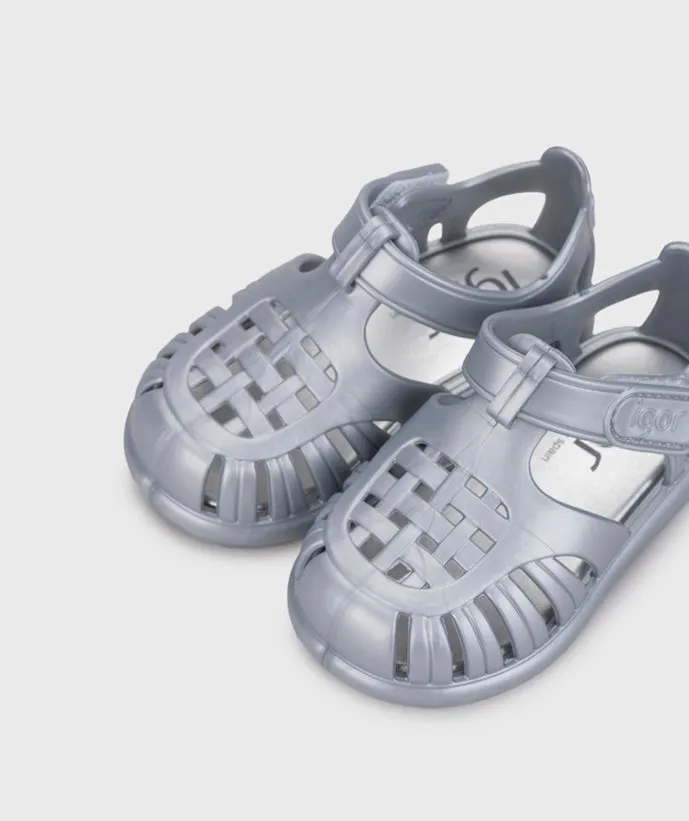 Indoor Use Igor Boy's And Girl's Tobby Metal Sandals - Plata