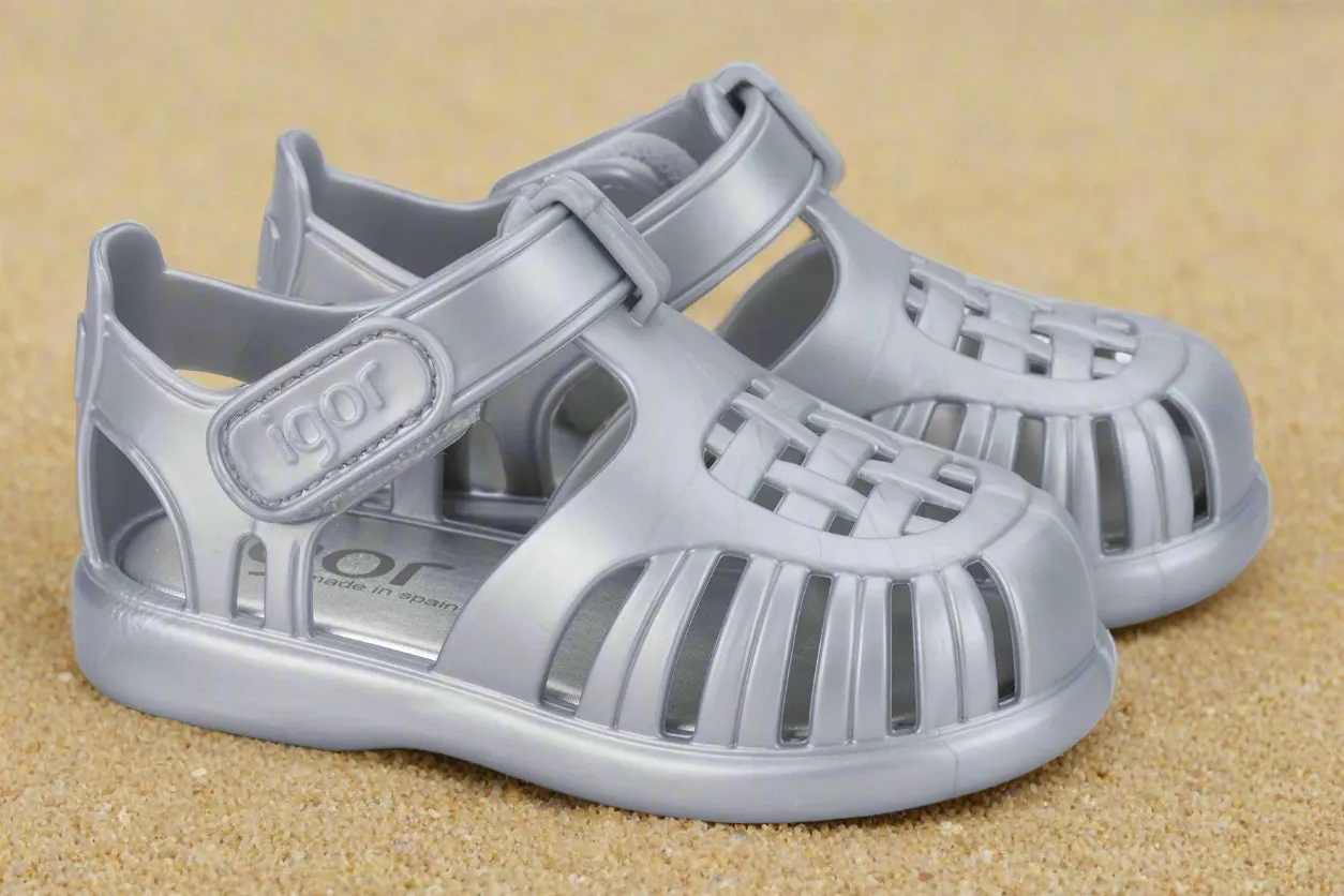 dry weather Igor Boy's And Girl's Tobby Metal Sandals - Plata