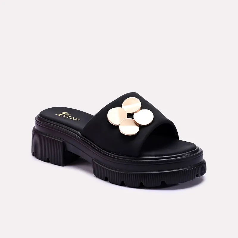 Black Chunky Casual Slippers 0413198 Relaxed feet Adjustable
