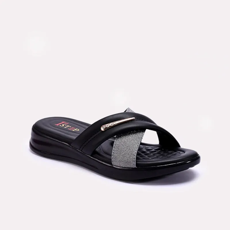 New In Beach Fun Black Comfy Casual Slippers 0412953