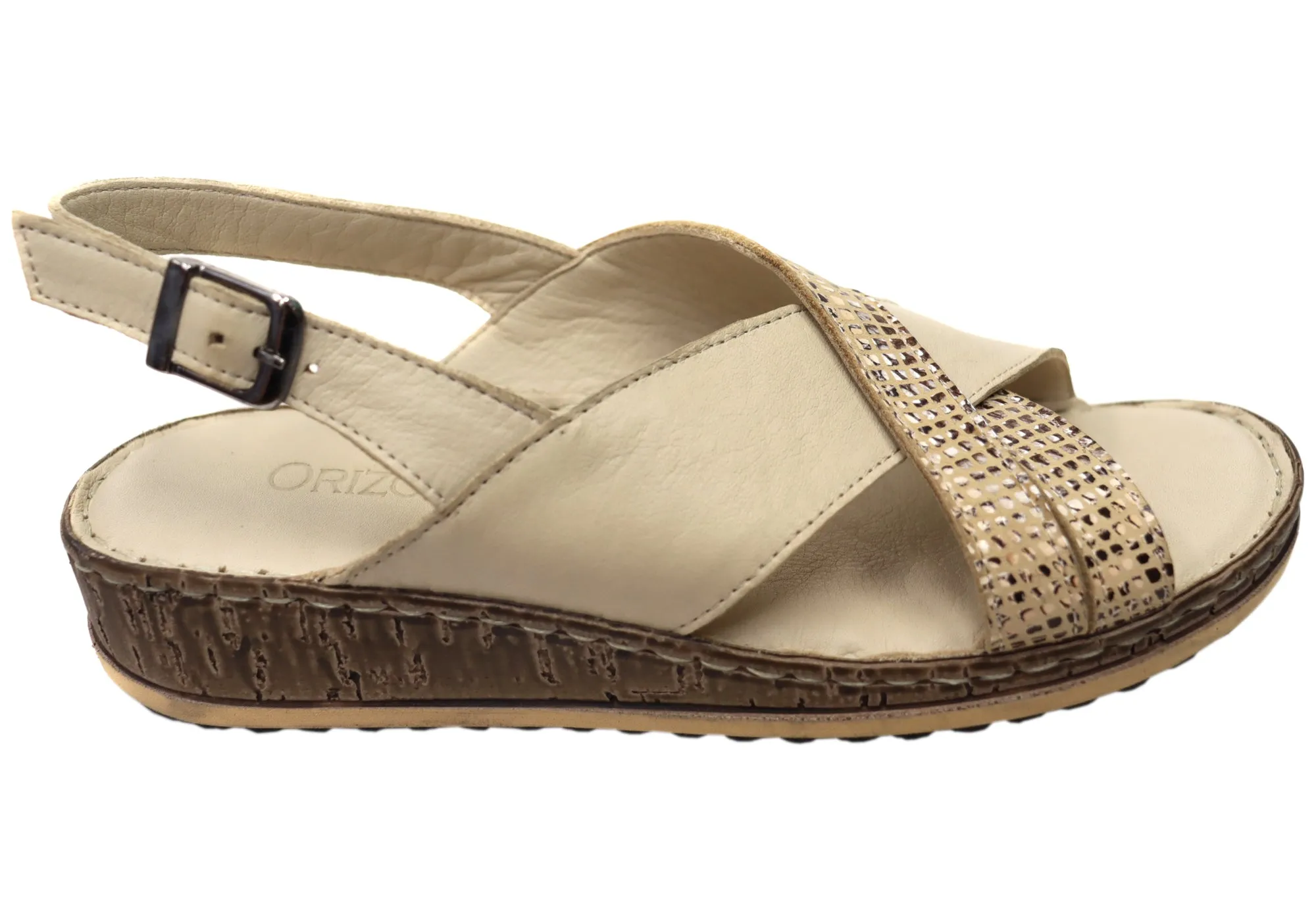 Orizonte Darita Womens Comfortable European Leather Sandals Snake Skin