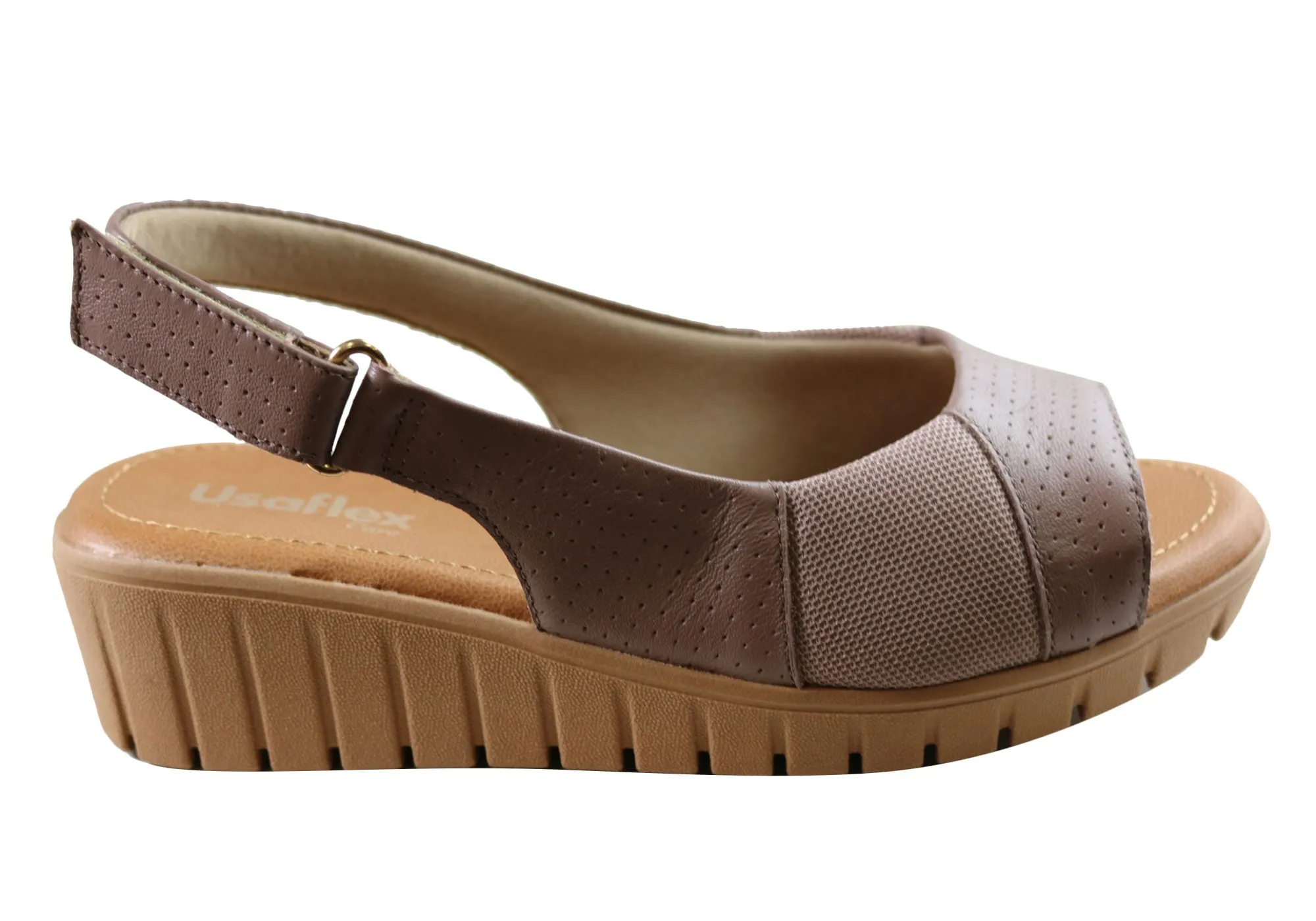 Usaflex Algiers Womens Comfortable Leather Sandals Made In Brazil Neutral Color Air Touch