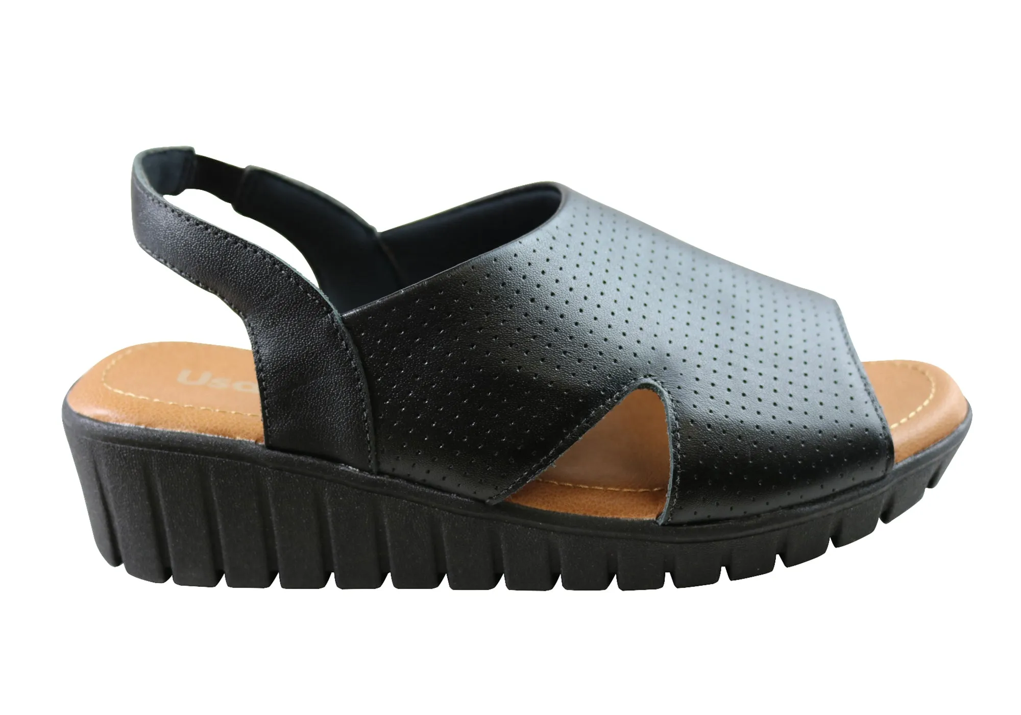 Usaflex Laken Womens Comfortable Leather Sandals Made In Brazil Sweat Wicking Compact Fit