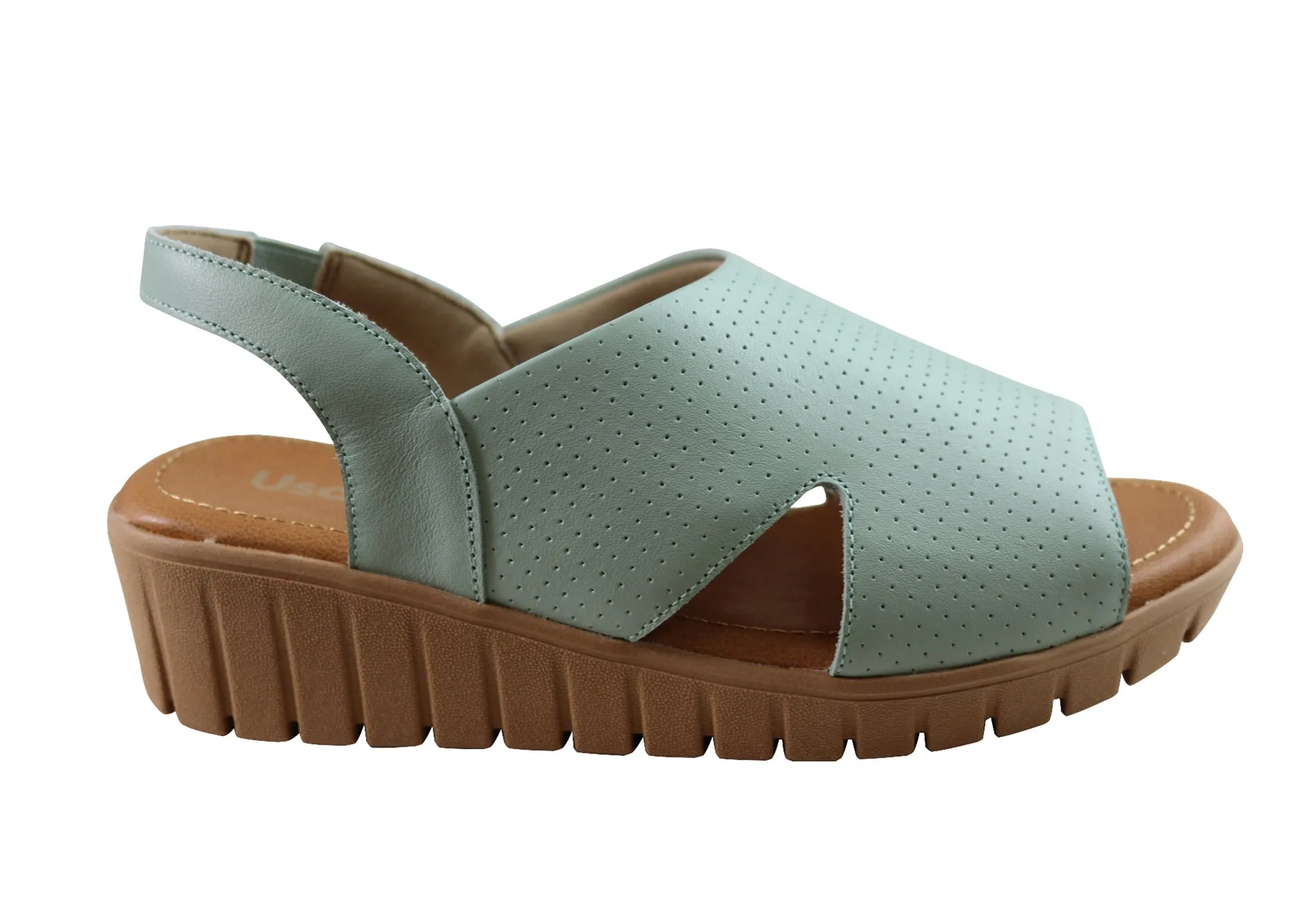Usaflex Laken Womens Comfortable Leather Sandals Made In Brazil Casual Style