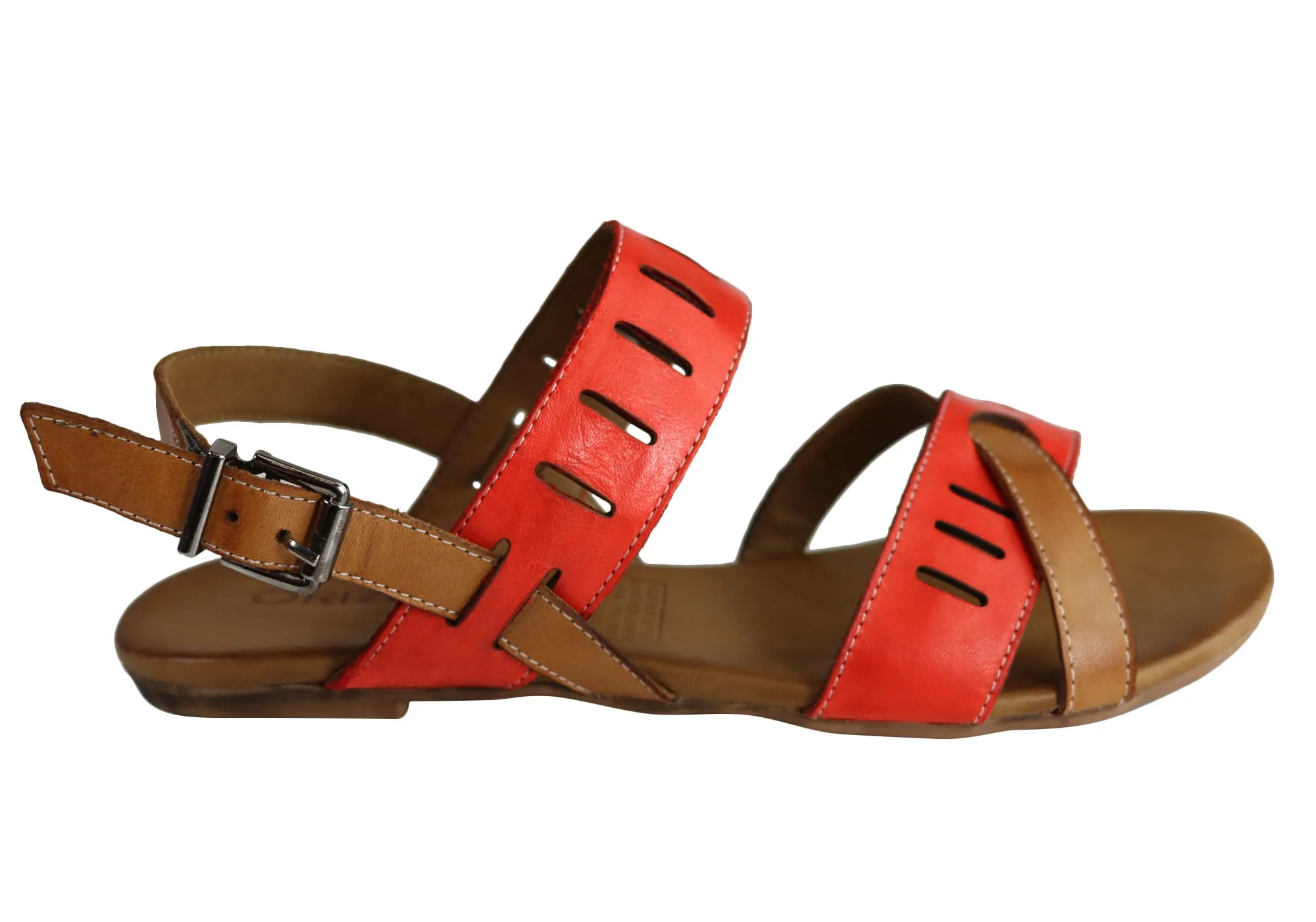 Orizonte Toto Womens European Leather Comfortable Flat Fashion Sandals Easy Step