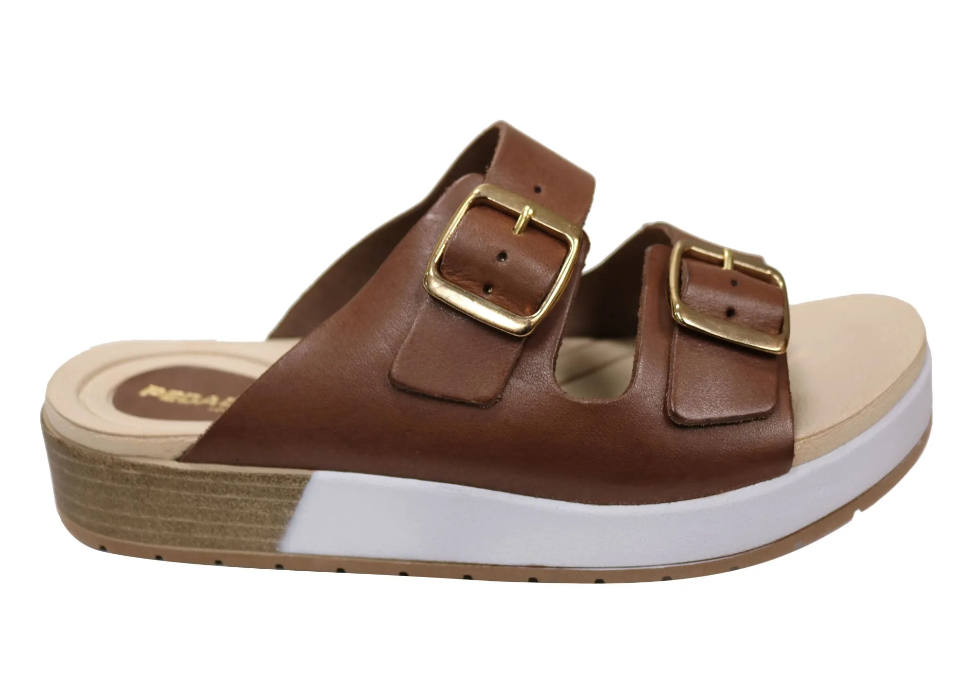 Pegada Gabbi Womens Comfortable Leather Slides Sandals Made In Brazil simple design