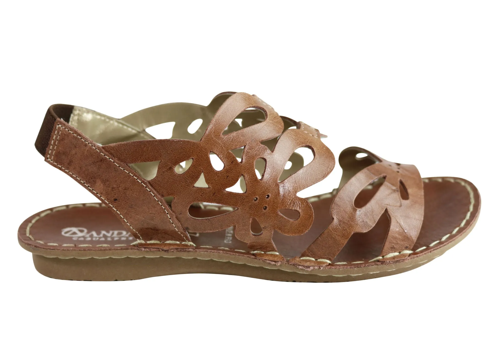 day trip Perfect Fit Andacco Desiree Womens Comfortable Flat Leather Sandals Made In Brazil