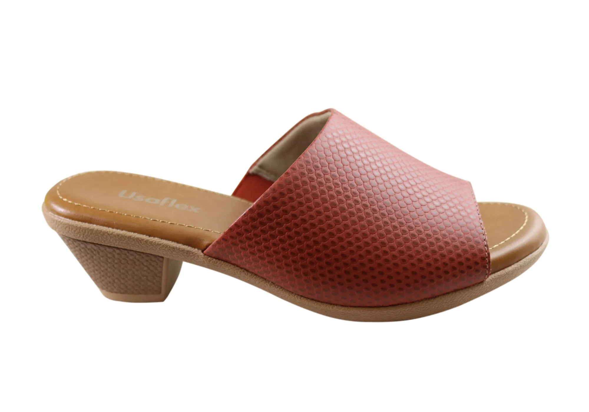 Light Arch Usaflex Latona Womens Comfort Leather Slides Sandals Made In Brazil