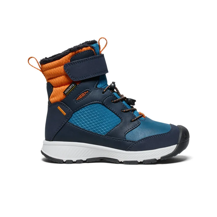 Little Kids' Skua Waterproof Winter Boot  |  Sky Captain/Gold Flame Desert Wear Fashion Forward