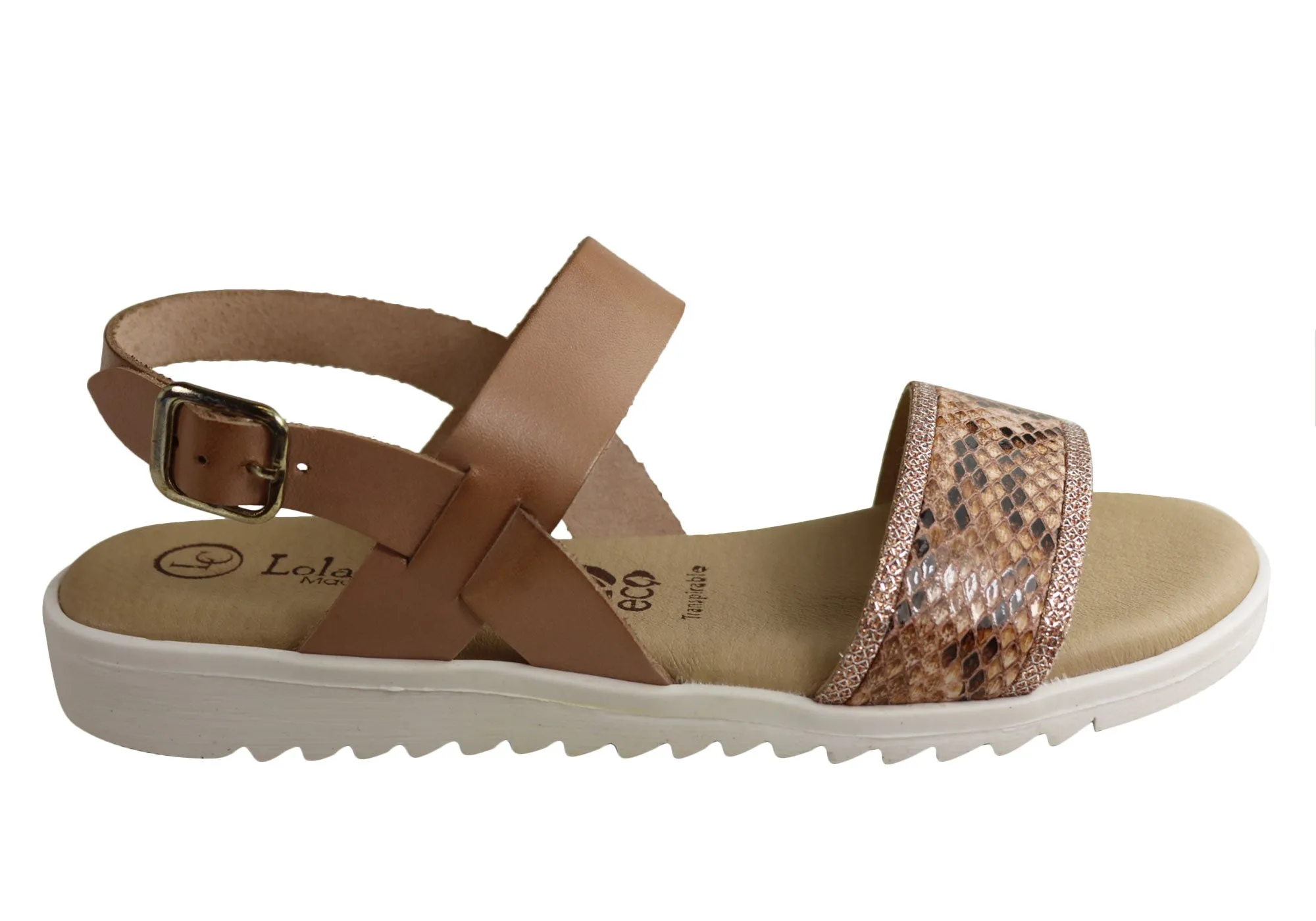 Lola Canales Bridgette Womens Comfort Leather Sandals Made In Spain Loose Fit
