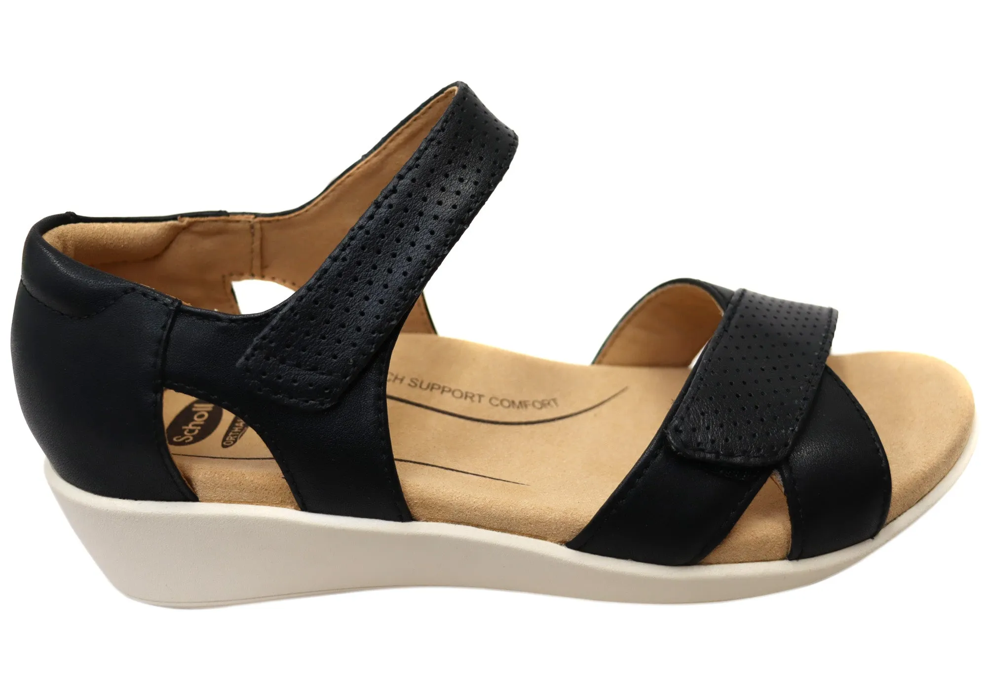 Scholl Orthaheel Taytay Womens Comfortable Supportive Leather Sandals Easy Lock Versatile Style